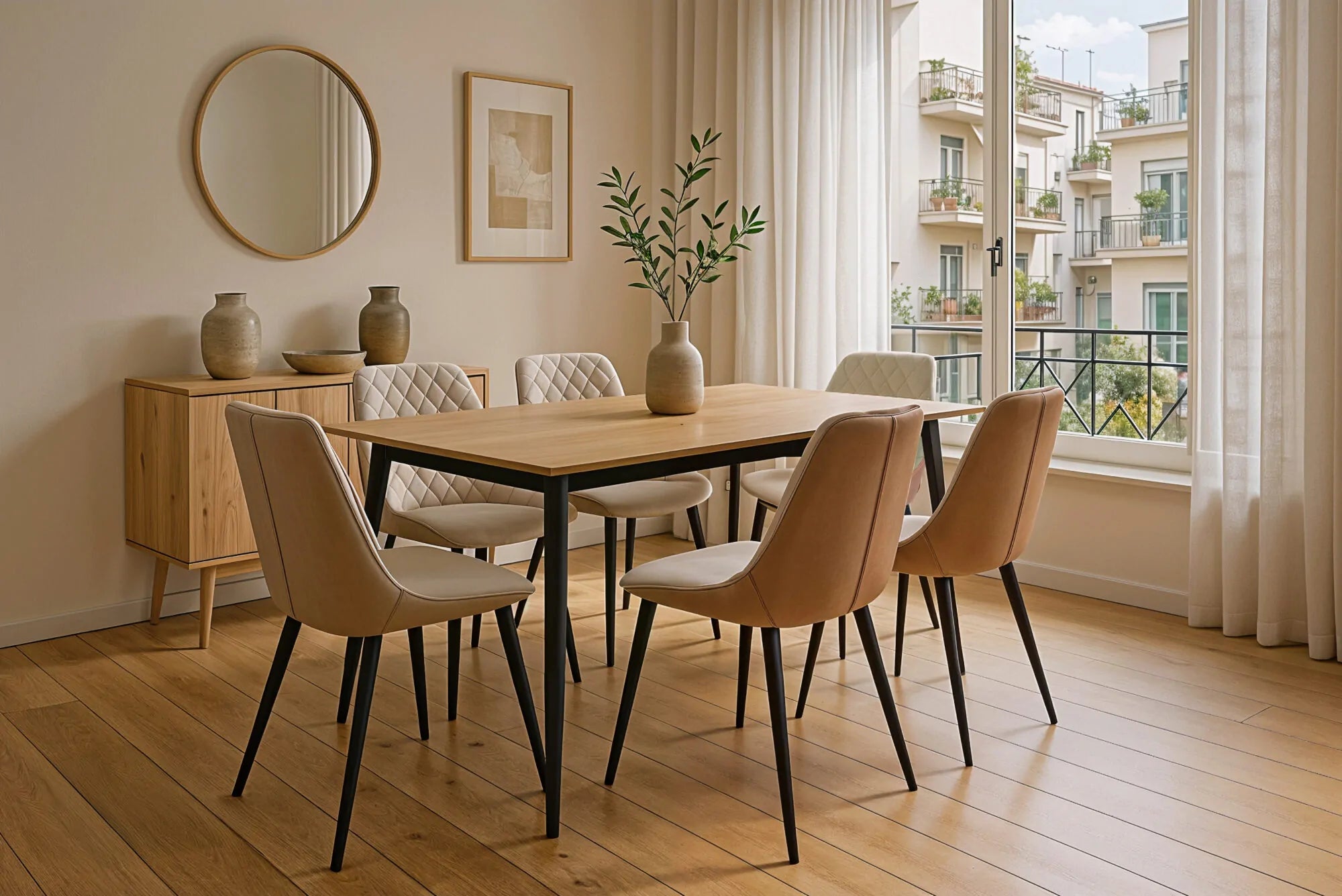 Модерни трапезни столове с тапицерия за елегантна трапезария