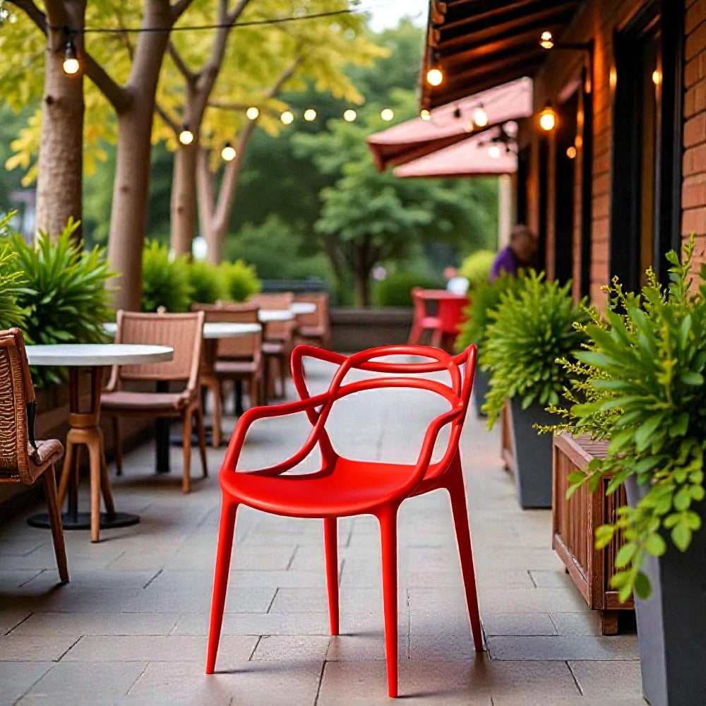 Градински Стол Виена Червен - Полипропилен с Подлакътници