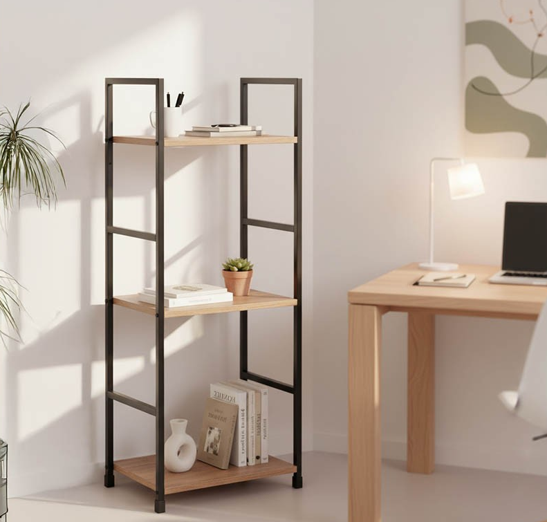 Етажерка за книги Bitok дъб-черна стомана 29x23.5x80cm