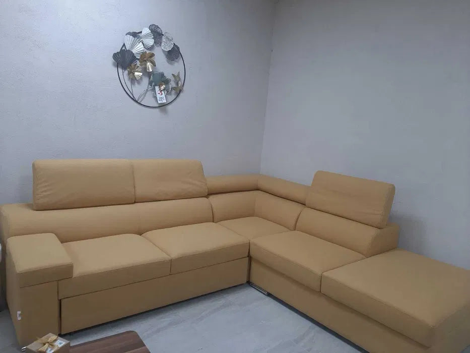 Диван Хана ъглов разтегателен 275/255/100см старо злато-наличен