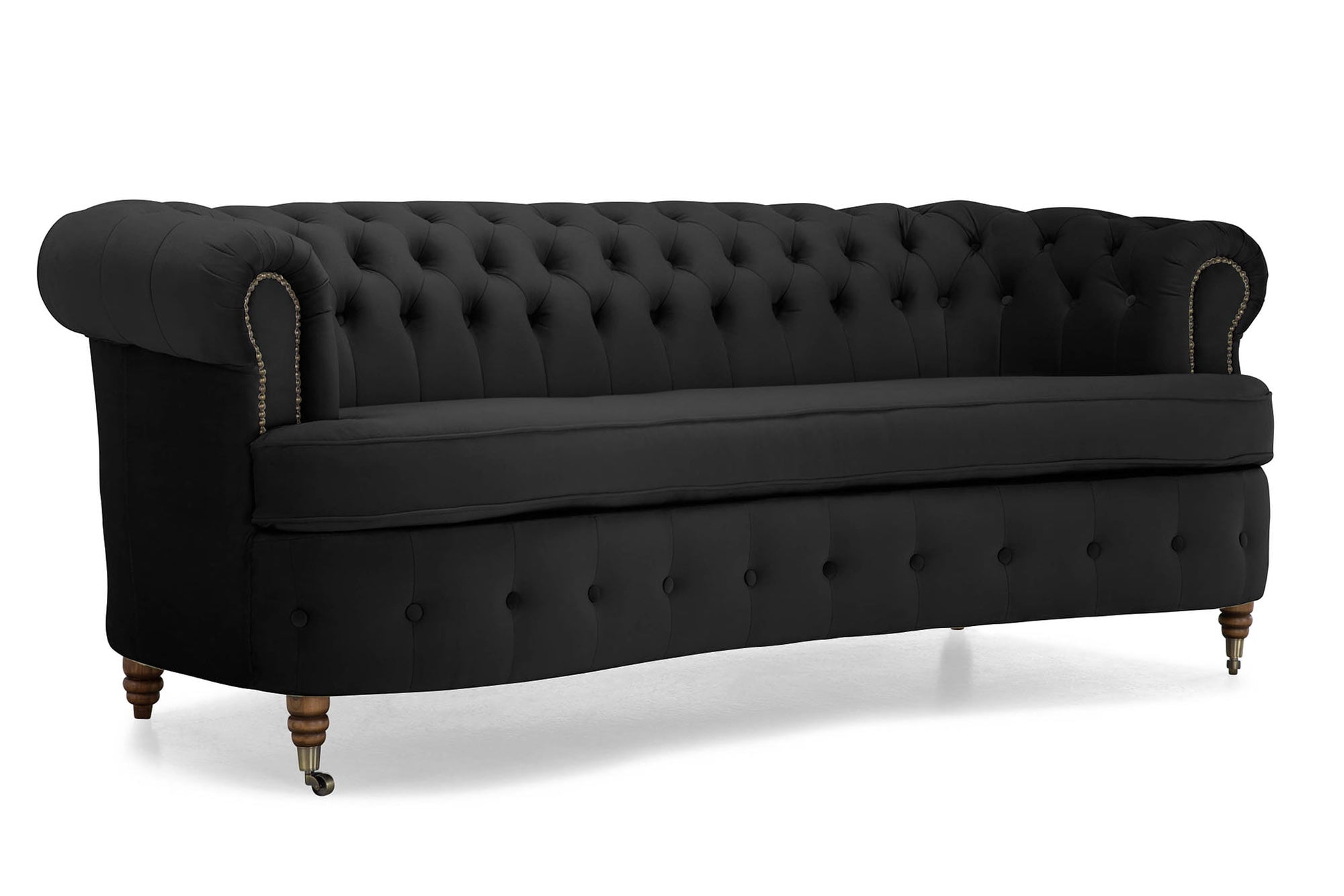 Диван Chestefield Lux – триместно, извито, бежово 230 × 86 × 80 см