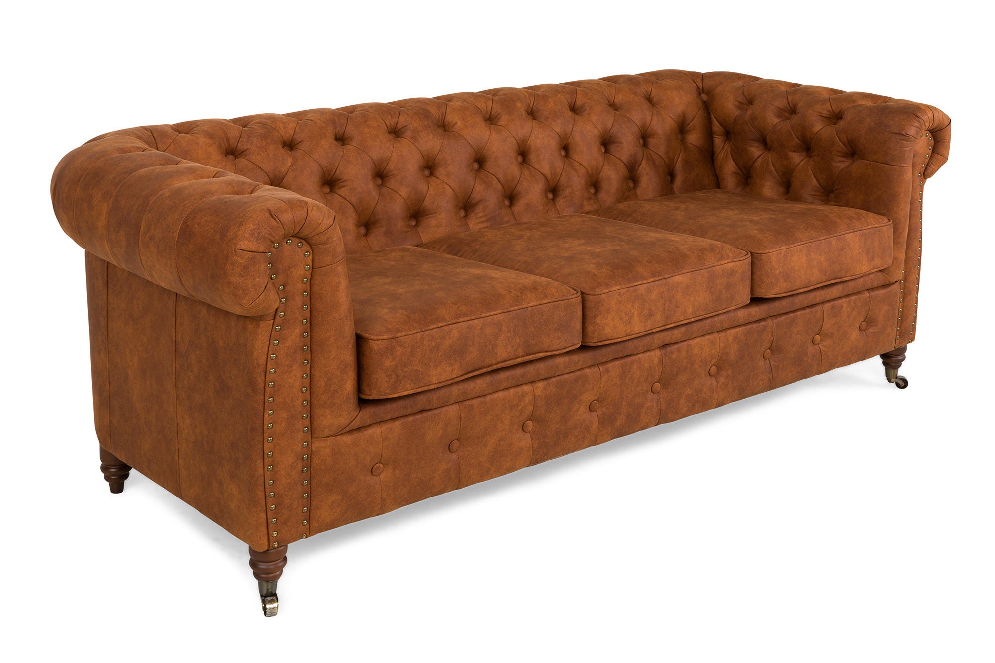 Диван Chesterfield Lux– триместно, винтидж коняк 203/86/80см