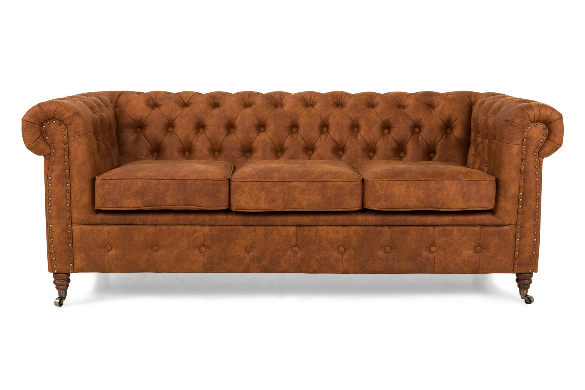 Диван Chesterfield Lux– триместно, винтидж коняк 203/86/80см