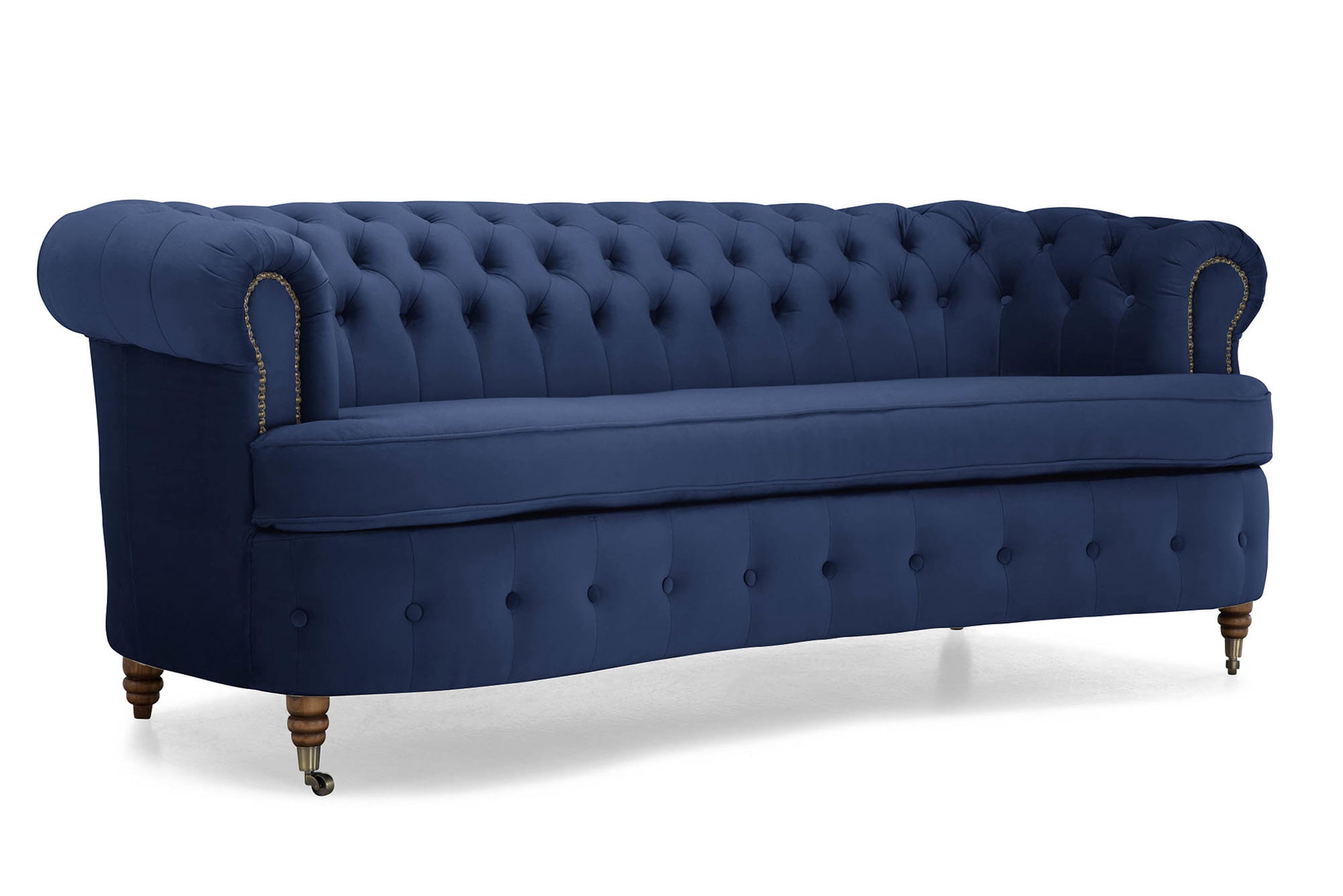 Диван Chestefield Lux – триместно, извито, бежово 230 × 86 × 80 см