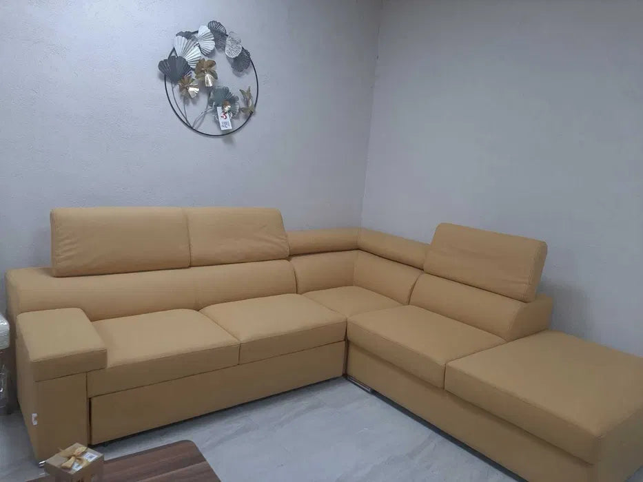 Диван Хана ъглов разтегателен 275/255/100см старо злато-наличен