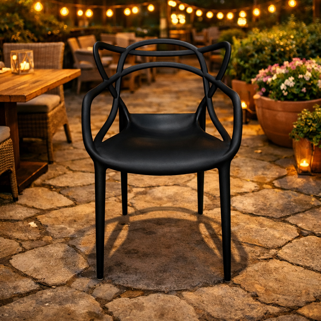 Градински Стол Виена Черен - Полипропилен с Подлакътници