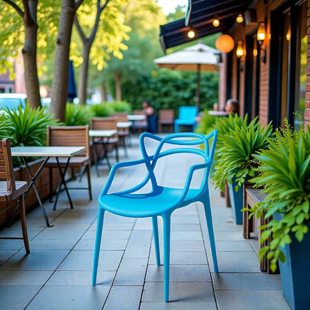 Градински Стол Виена Син - Полипропилен с Подлакътници