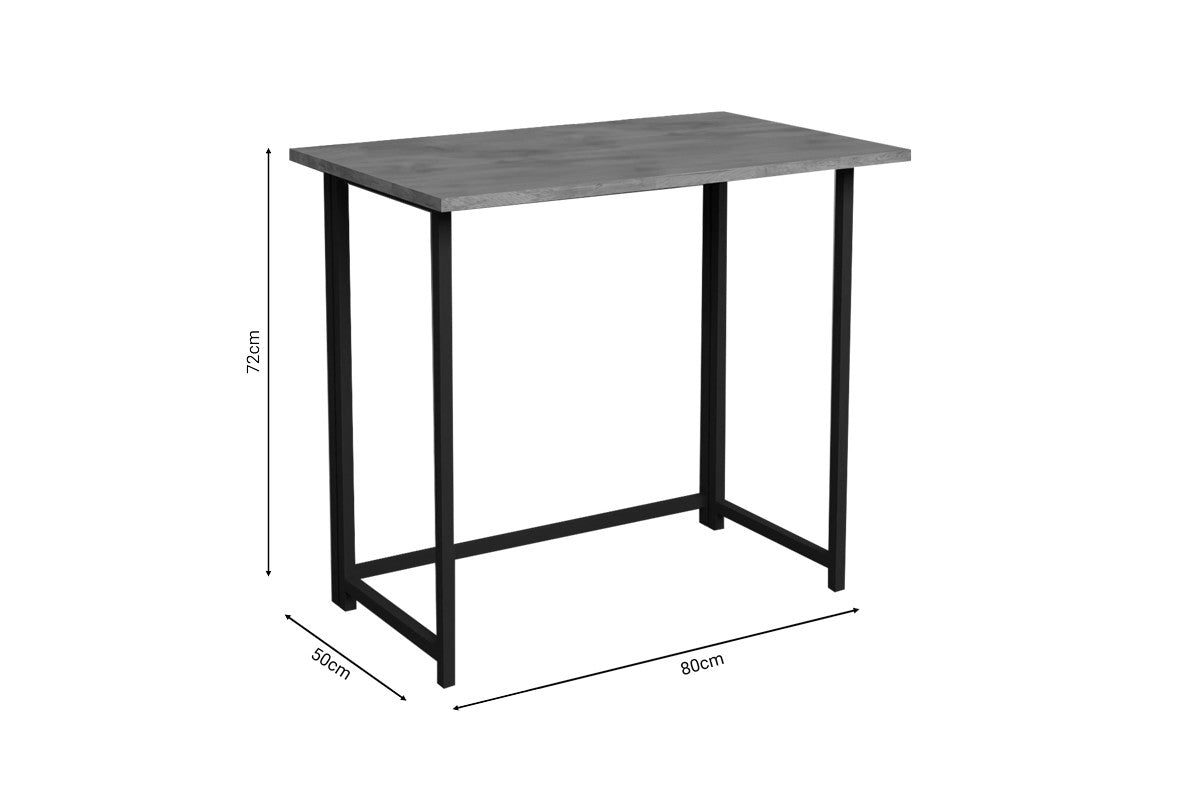 Офис бюро сгъваемо Thox дъб меламин-черен метал 80x50x72см