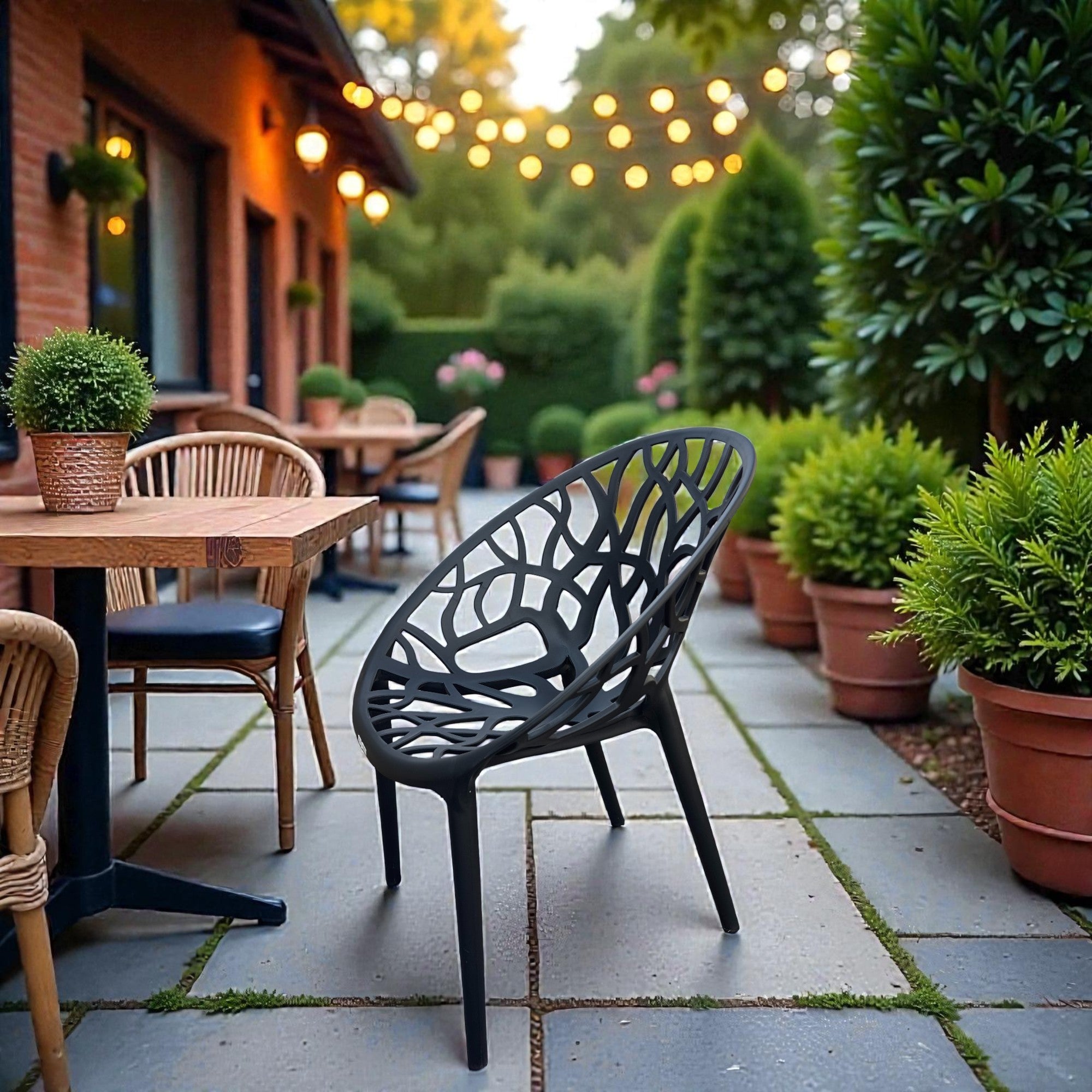 Градински стол Джина-полипропилен, черен