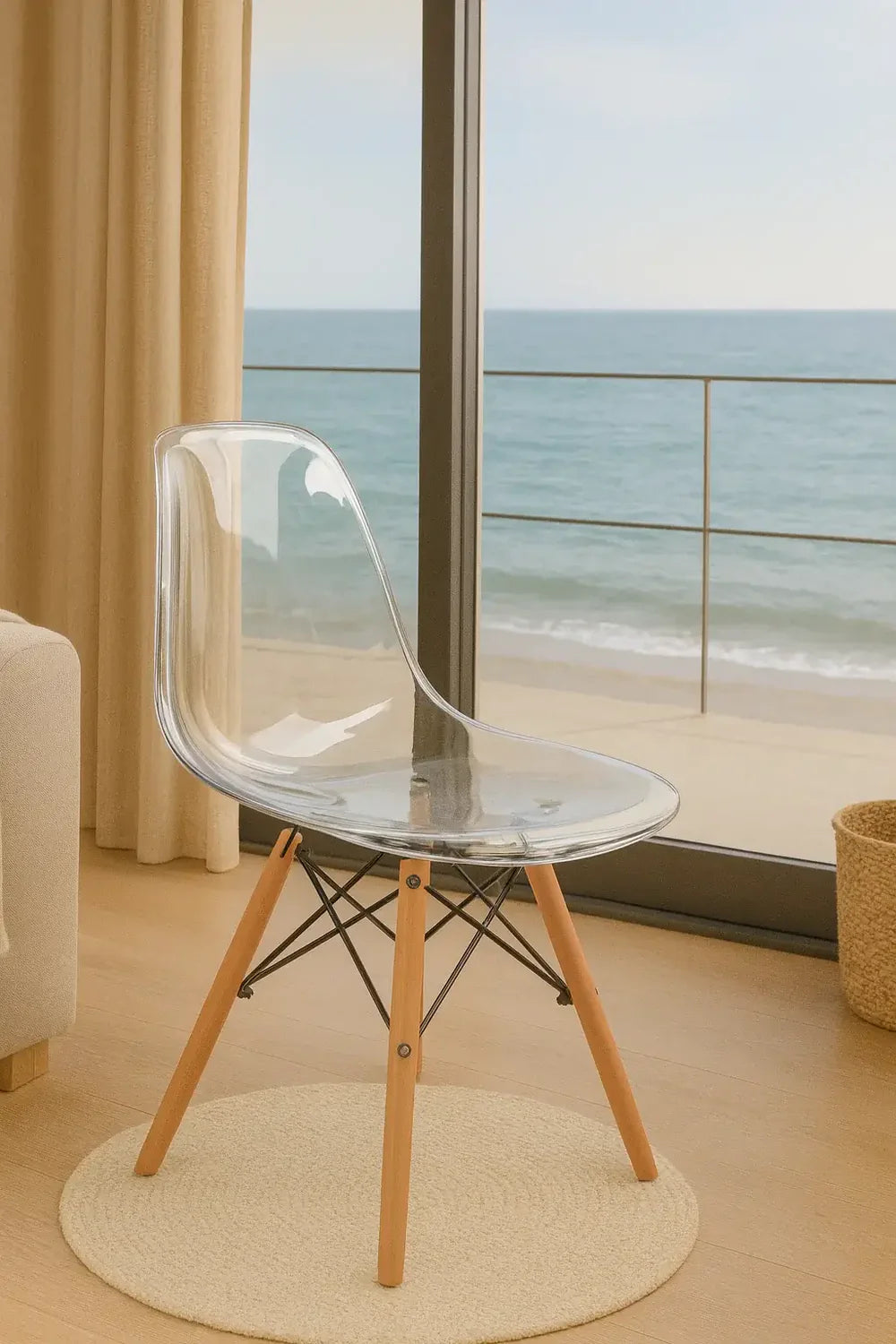 Трапезен стол Иви кристал/бял Комплект 4 броя