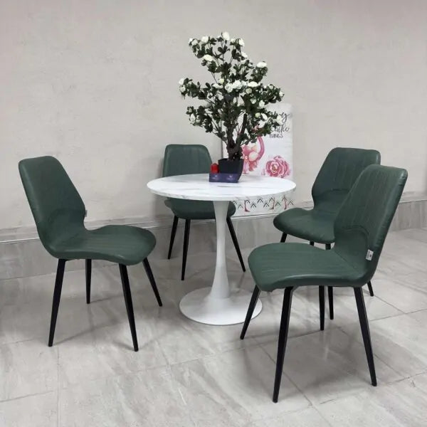 Комплект за трапезария Айвън/ маса ф80см + 4 стола зелен цвят