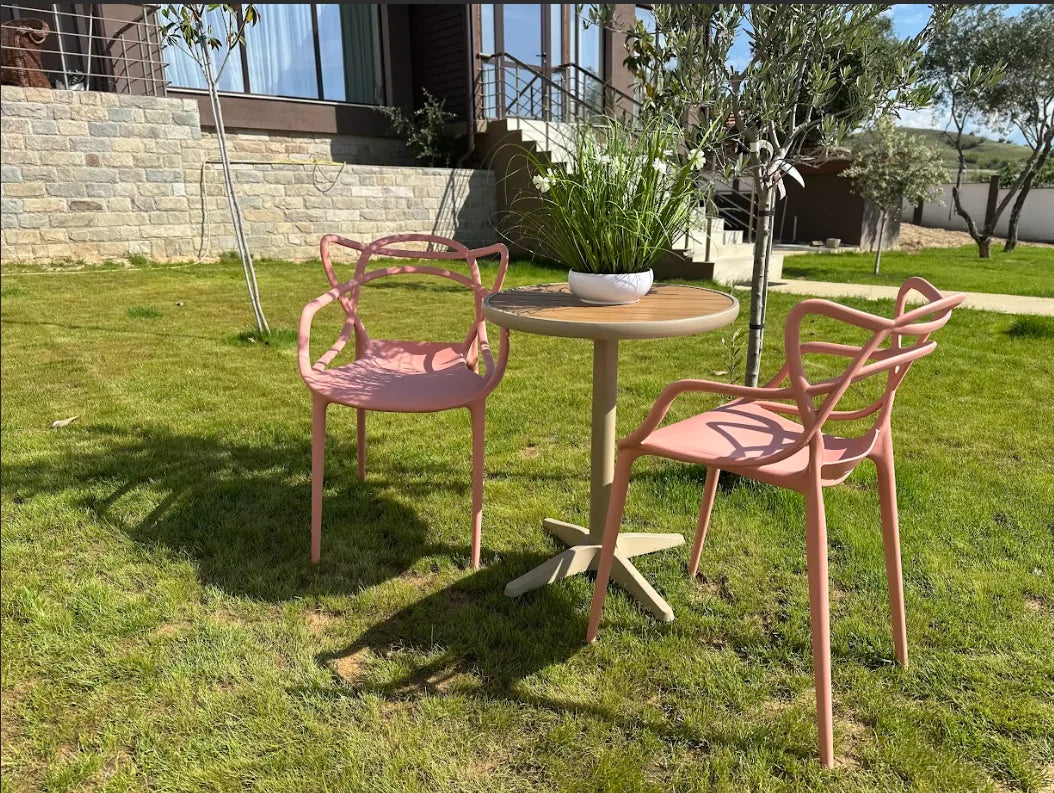 Градински Стол Виена Розов - Полипропилен с Подлакътници