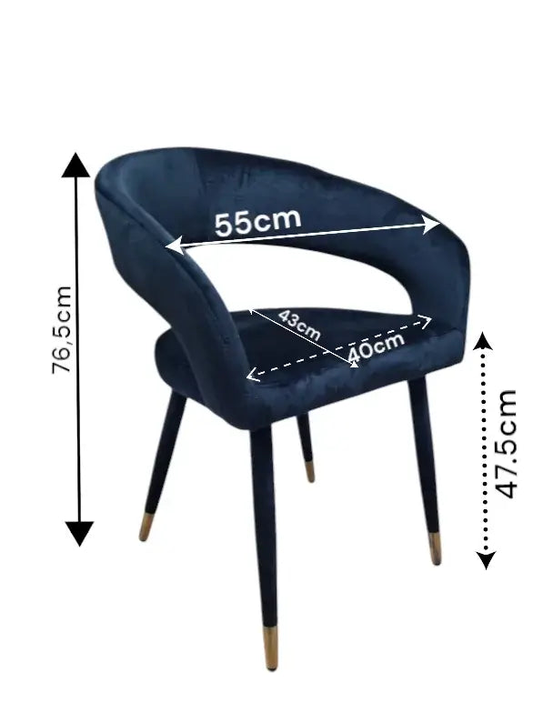 Трапезен стол Бени черно кадифе