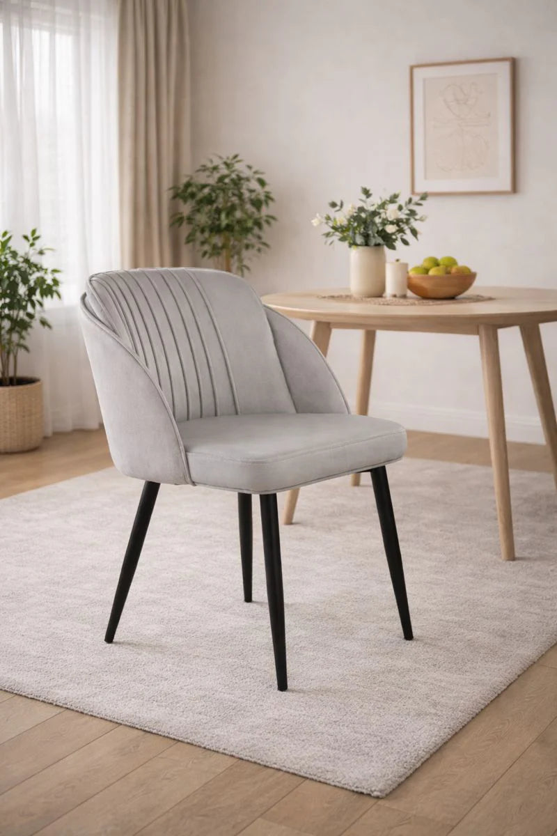 Трапезен стол Бетина /кадифе сив цвят Комплект 4 броя