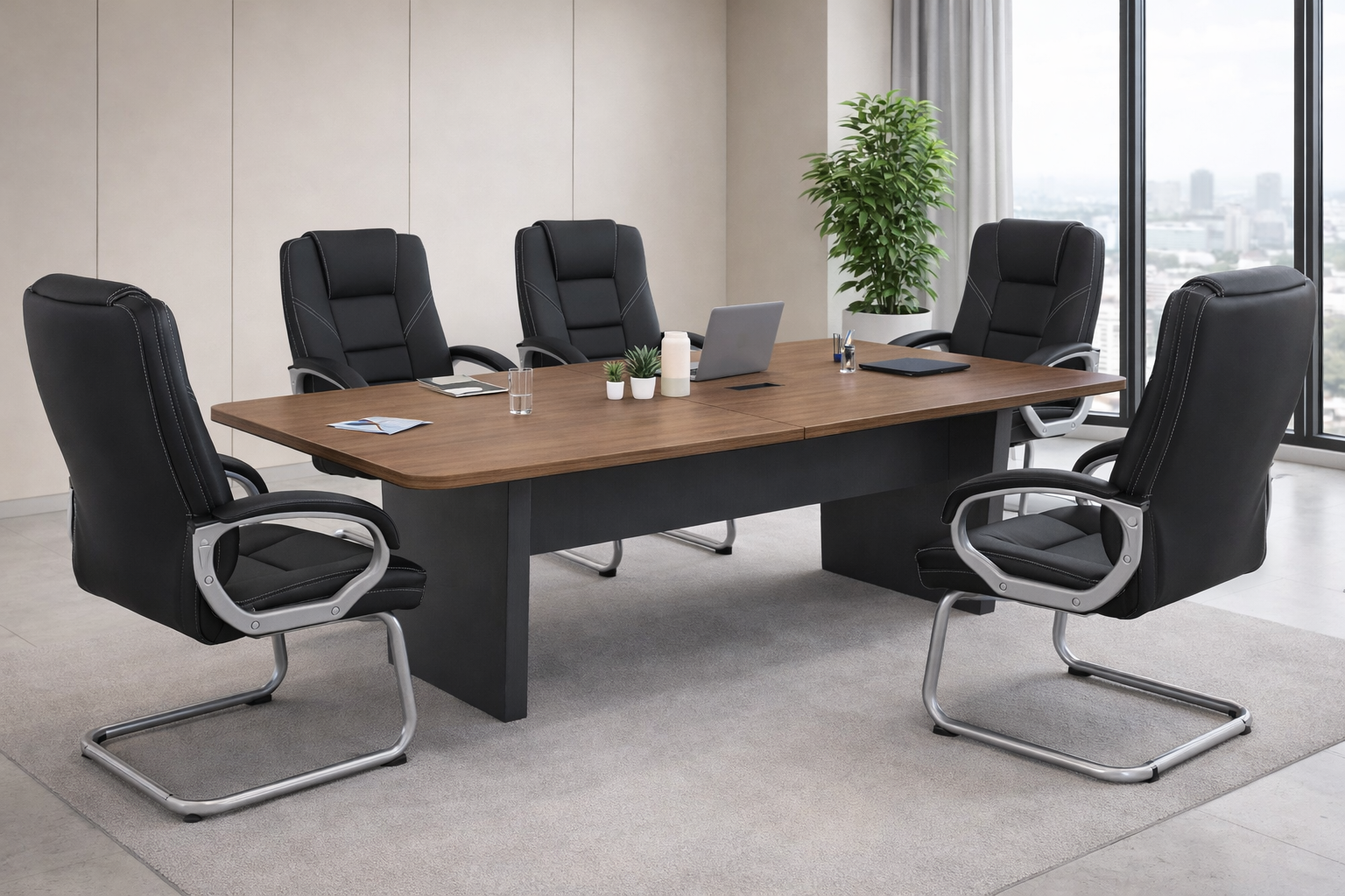 Конферентна маса SUPREME цвят меден дъб -сив 240x120x75см