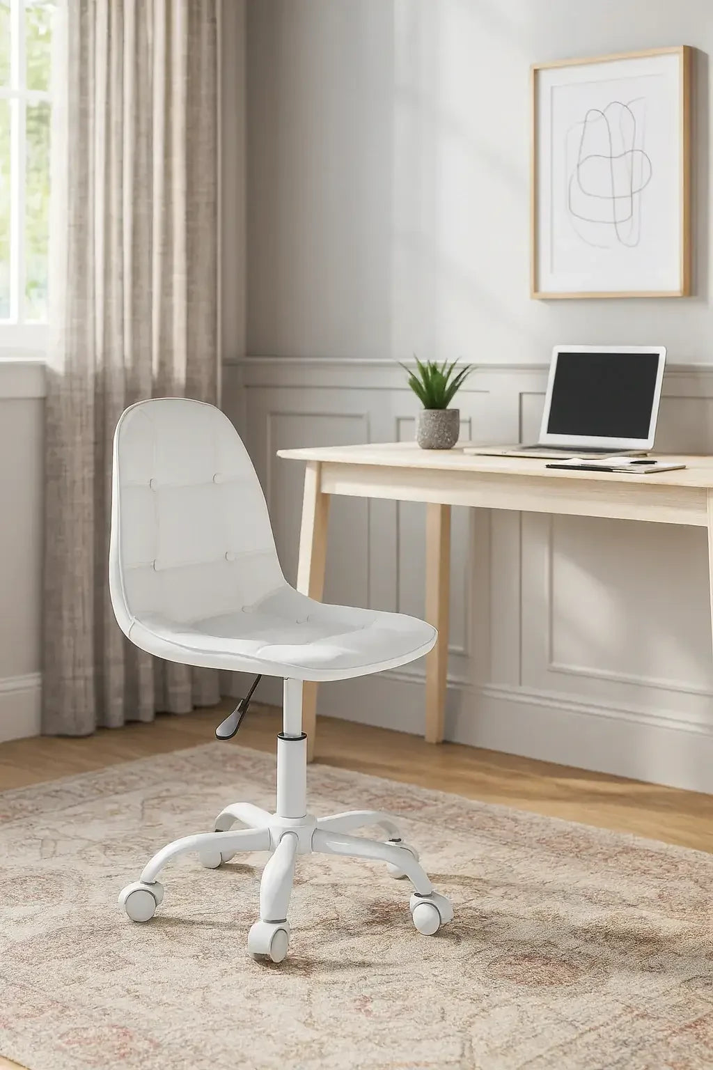 Офис стол Таня еко кожа бял