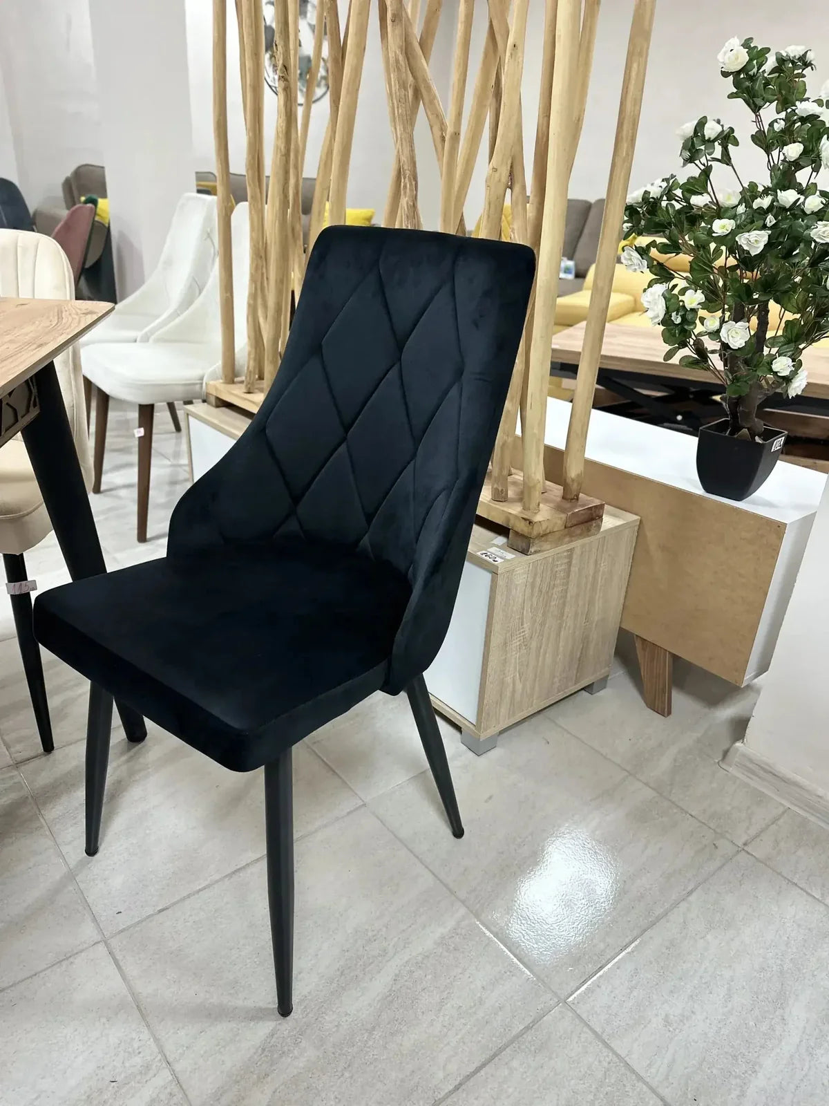 Трапезен стол Верту тъмносив цвят кадифе Комплект 4 броя