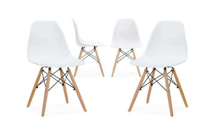 Комплект 4 броя стол Иви букови крака-бял