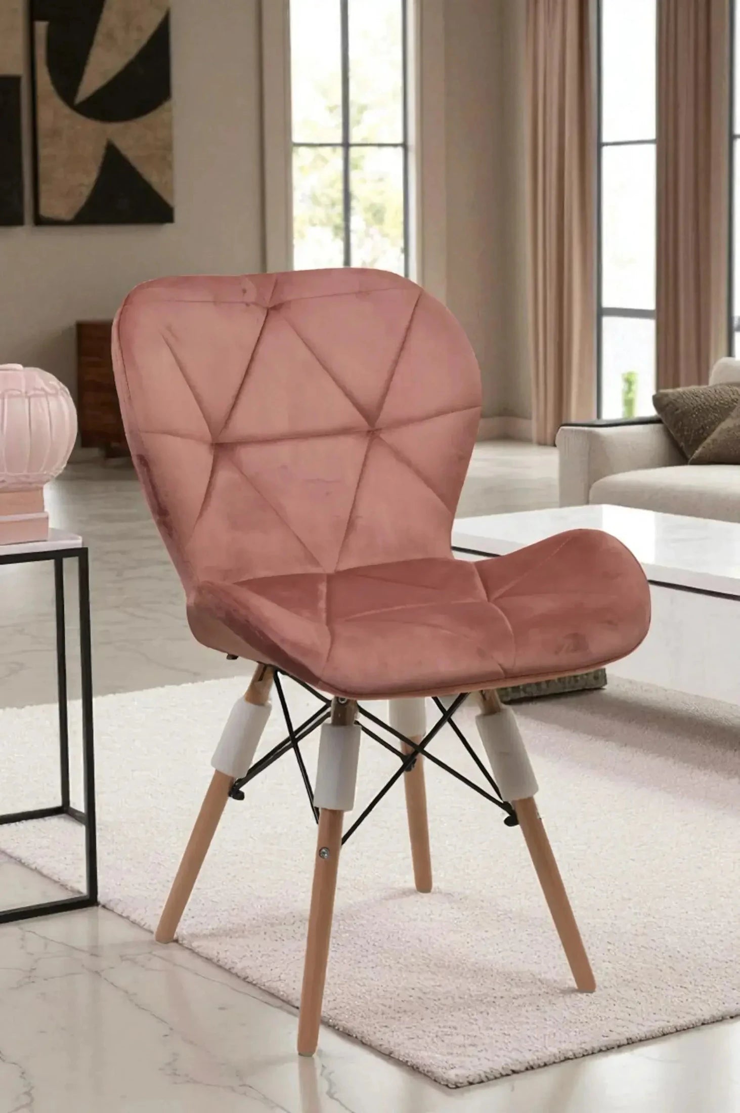 Трапезен стол Мелина Розово кадифе