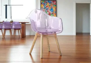 Трапезен стол Тея кристал розов поликарбонат