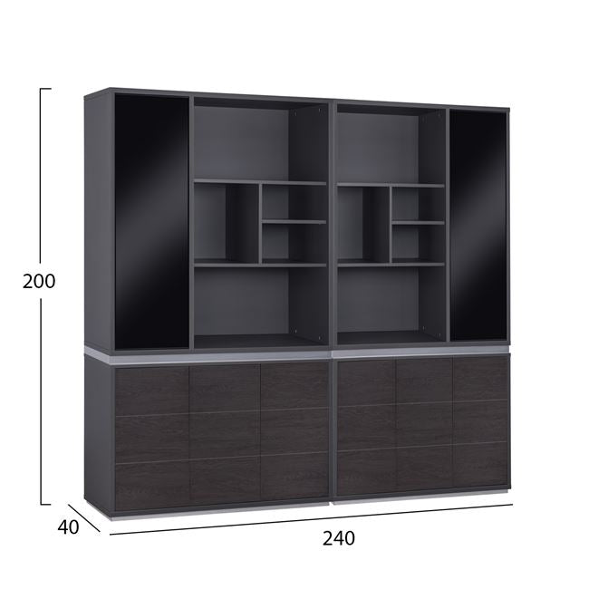 Комплект офис библиотеки 2 бр сив-венге цвят  КГ11199