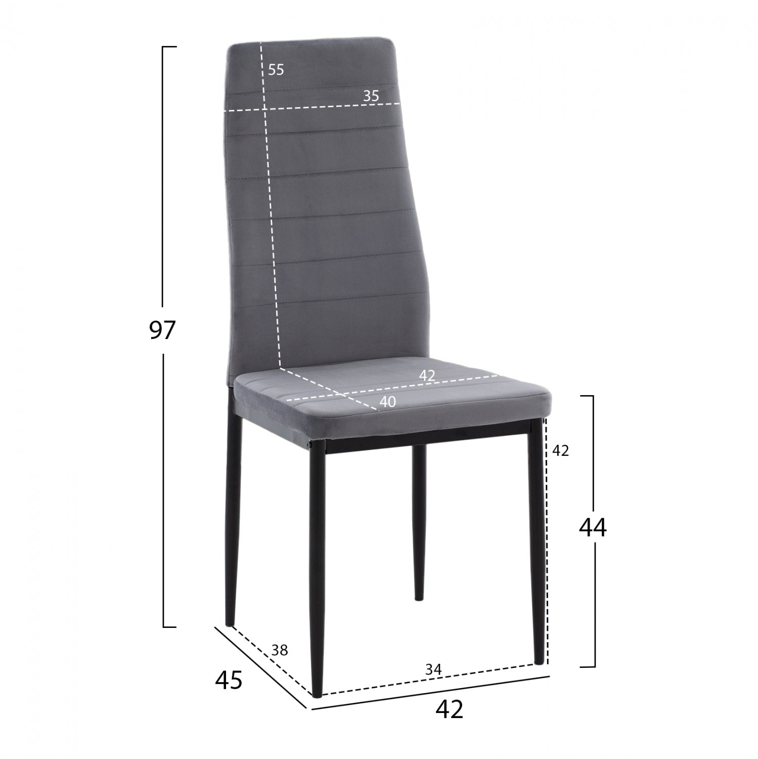 Стол Лейди кадифе сив цвят