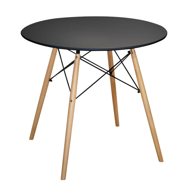 Трапезна маса Мишел черна / Φ80Χ72 МДФ плот -букови крака