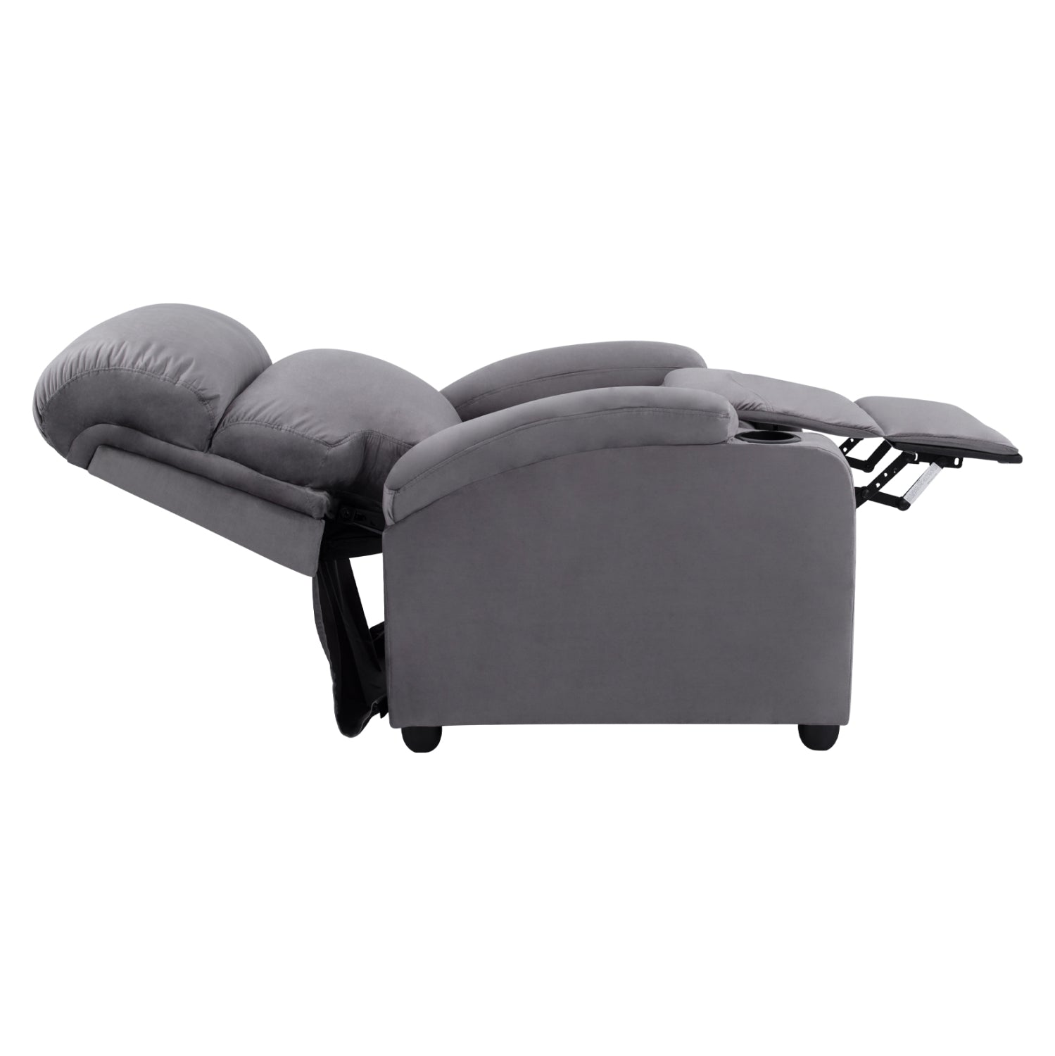 Релакс кресло сиво кадифе с механизъм 80x92x102см.