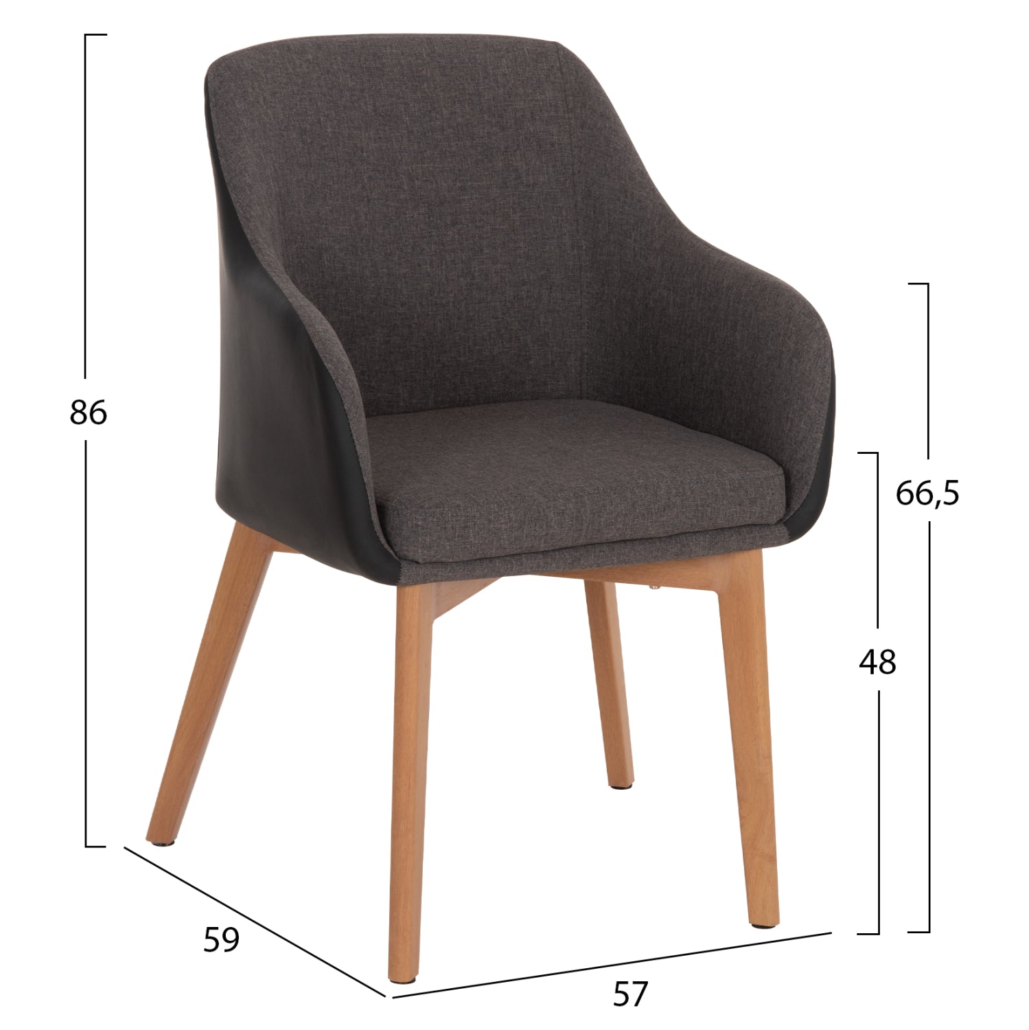 Кресло BRISTOL тъмносив плат/черна кожа 57x59x86см.