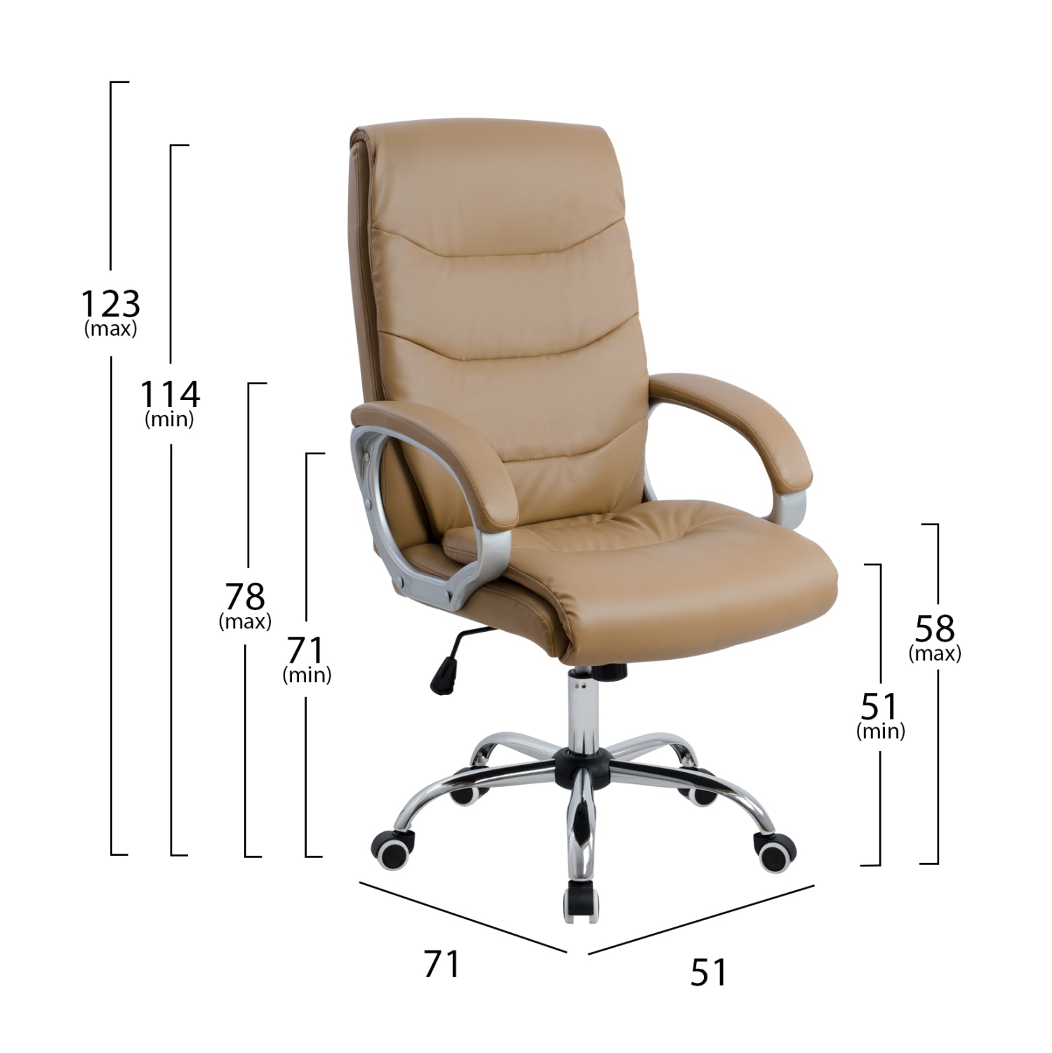 Директорски офис стол ZAMORA цвят камел 51x71x123см