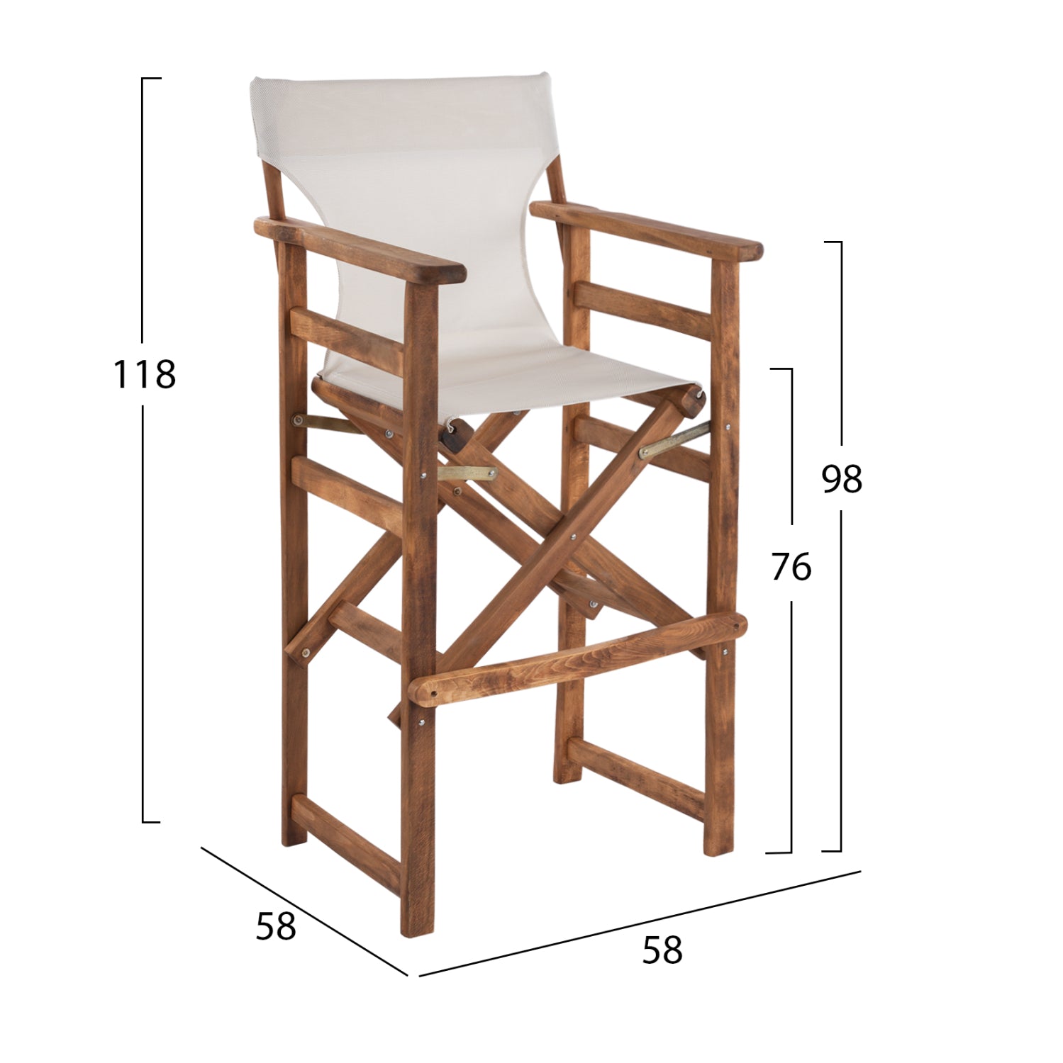 Режисьорски бар  стол  LAKE орех /черен текстил  58x58x118