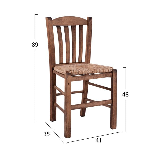 Традиционен стол Монте цвят орех/ слама