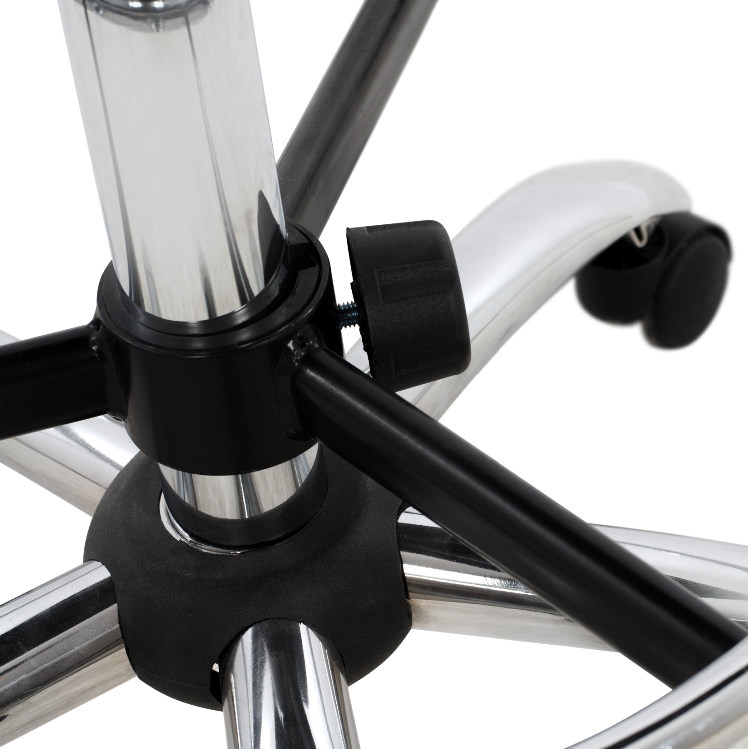 Офис стол IVERN 56,5x60x136см черна еко кожа хром крак 64x55x112-120