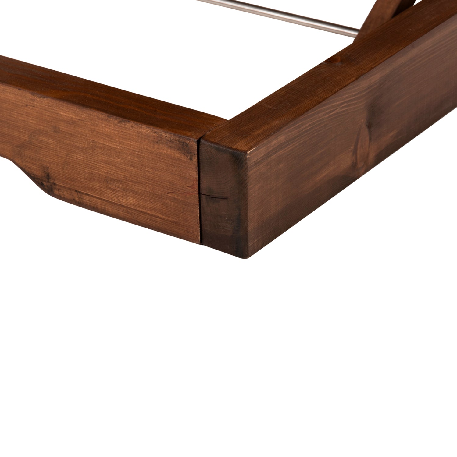 Шезлонг Ikaria борова дървесина цвят орех - възглавница от черен текстил 80x208x27-95см