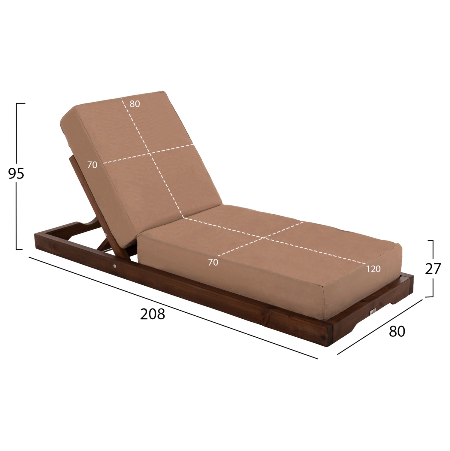 Шезлонг IKARIA орех-мока цвят