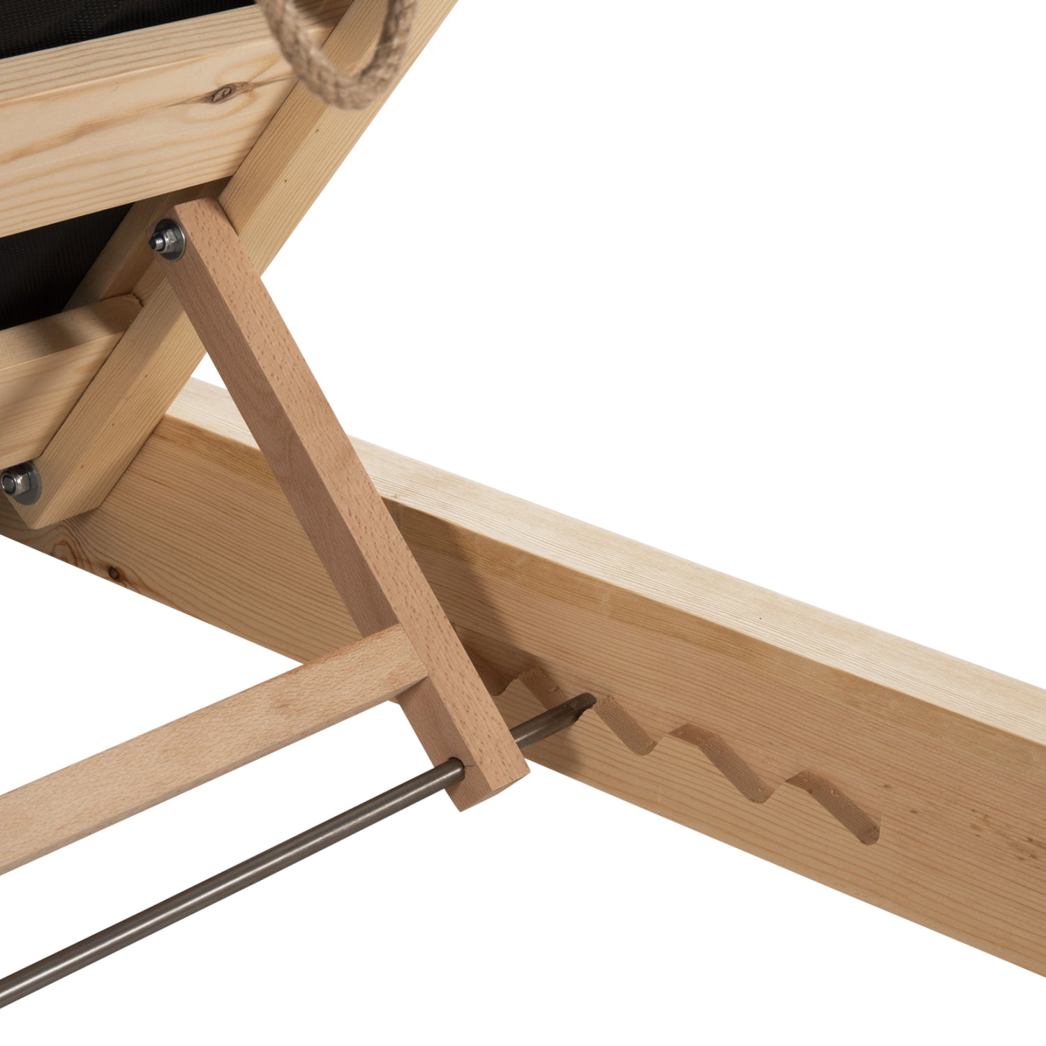 Шезлон Икариа с боров крак в естествен черен текстил - възглавница 20 см