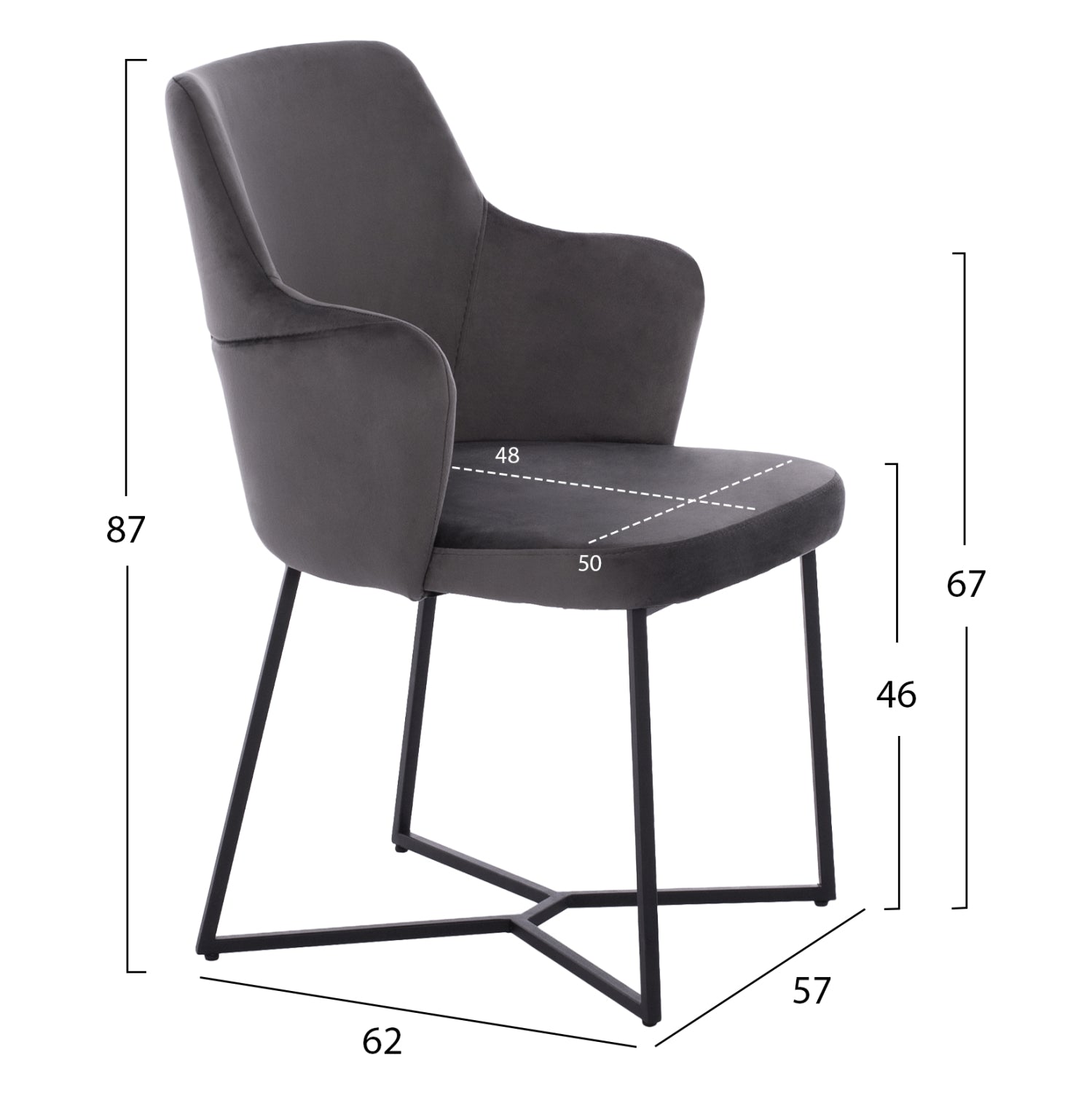 Комплект за хранене 7 части mdf маса с фурнир от орех и столове triana grey