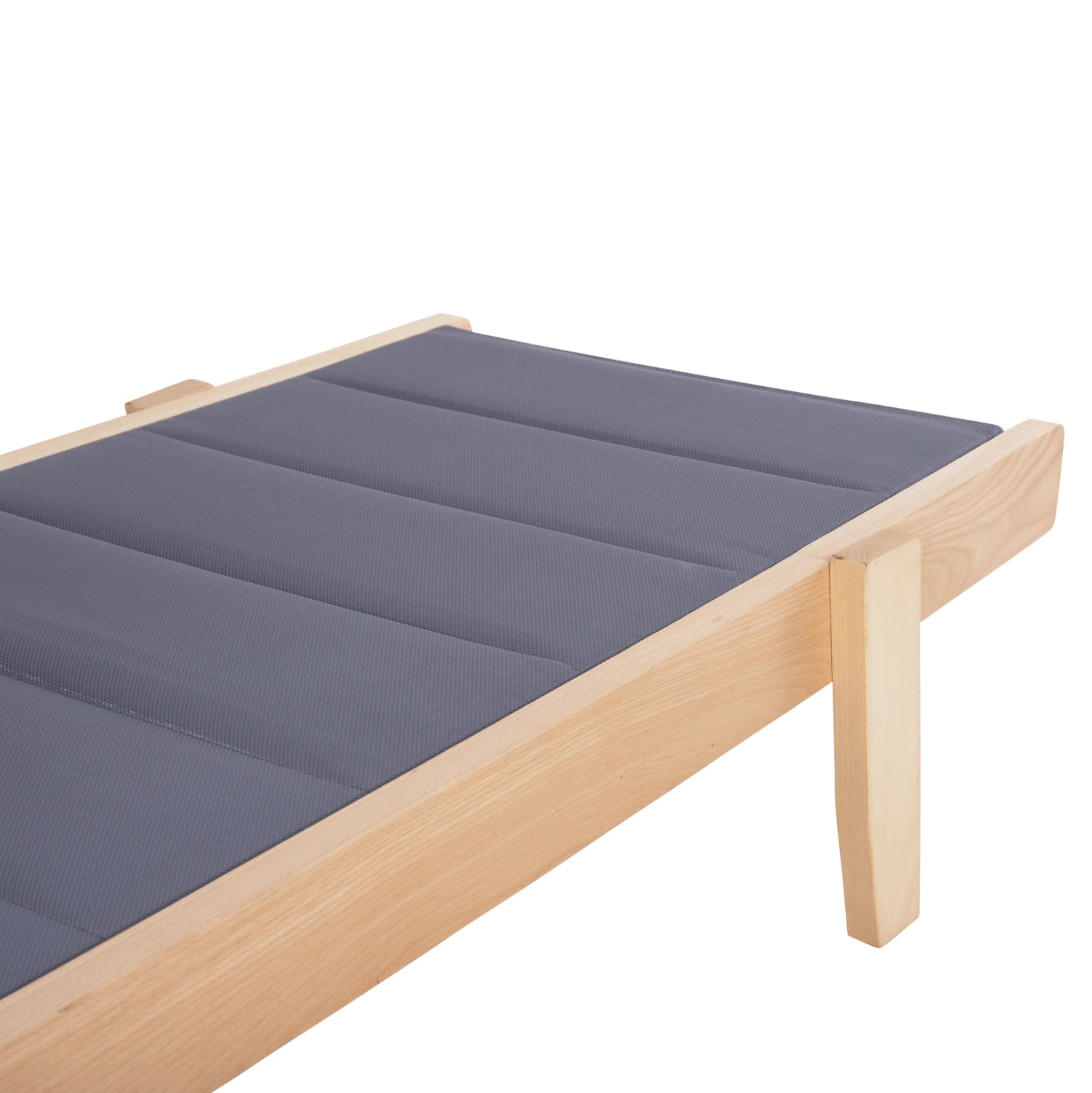 Шезлонг Милос  от бук в натурален сив текстилен 204x65x31.5-92.5см