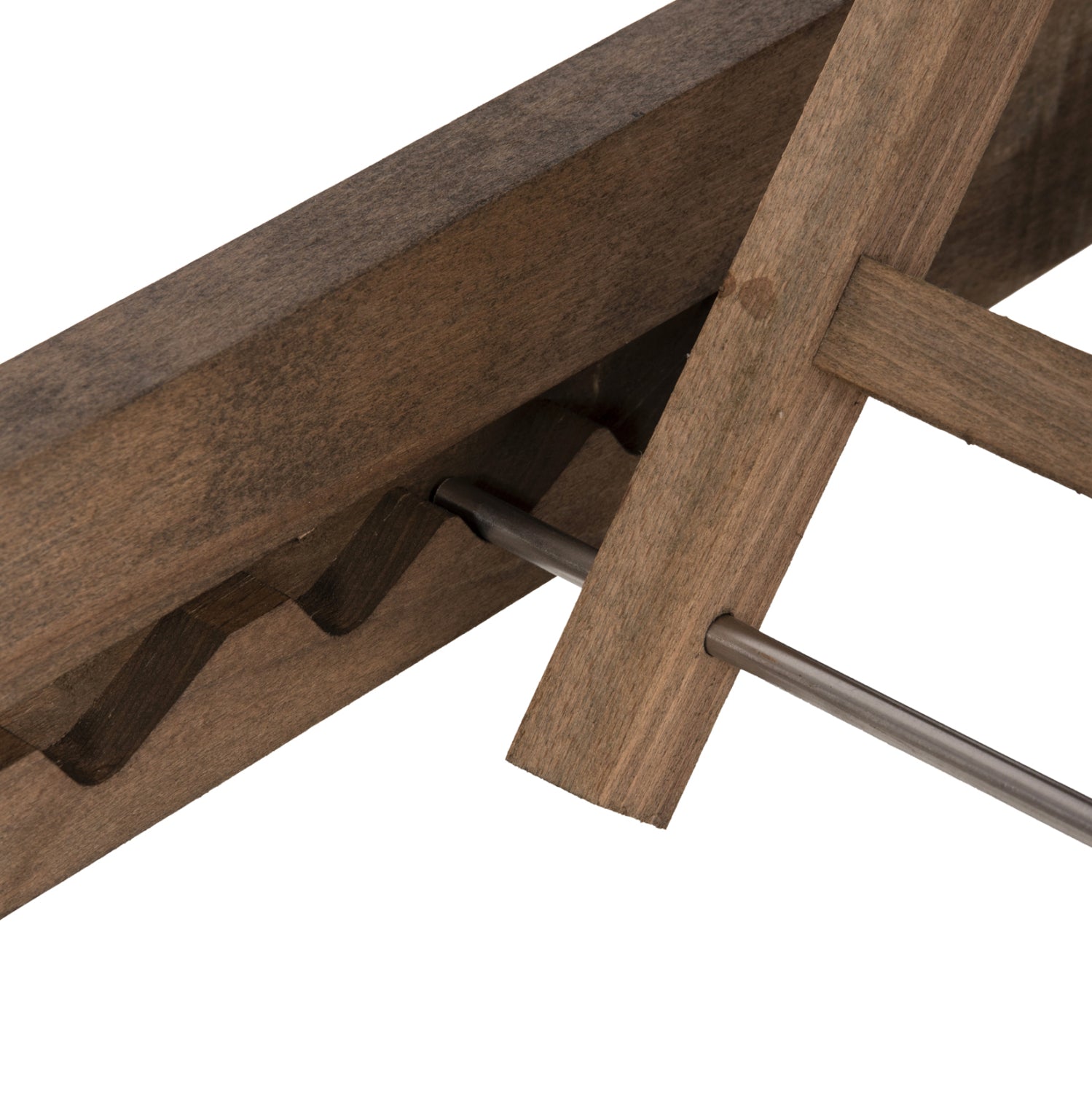 Шезлонг MILOS от бук цвят орех-сив текстил 204x65x31.5-92.5см