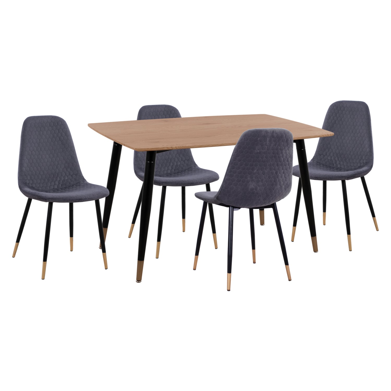 Трапезен комплект 5бр. aliza mdf top-velvet grey & metal black