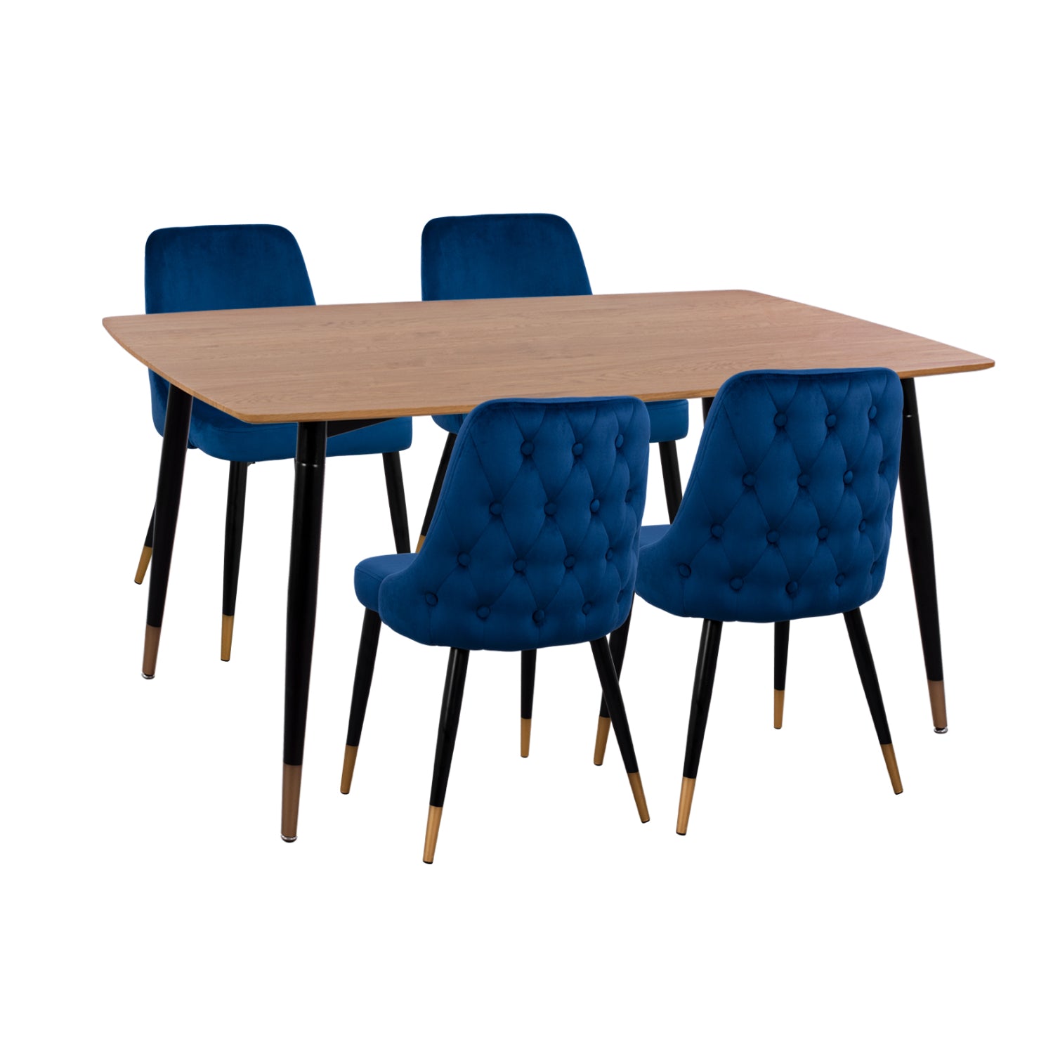 Трапезен комплект 5бр. jolie mdf top-velvet blue & metal black