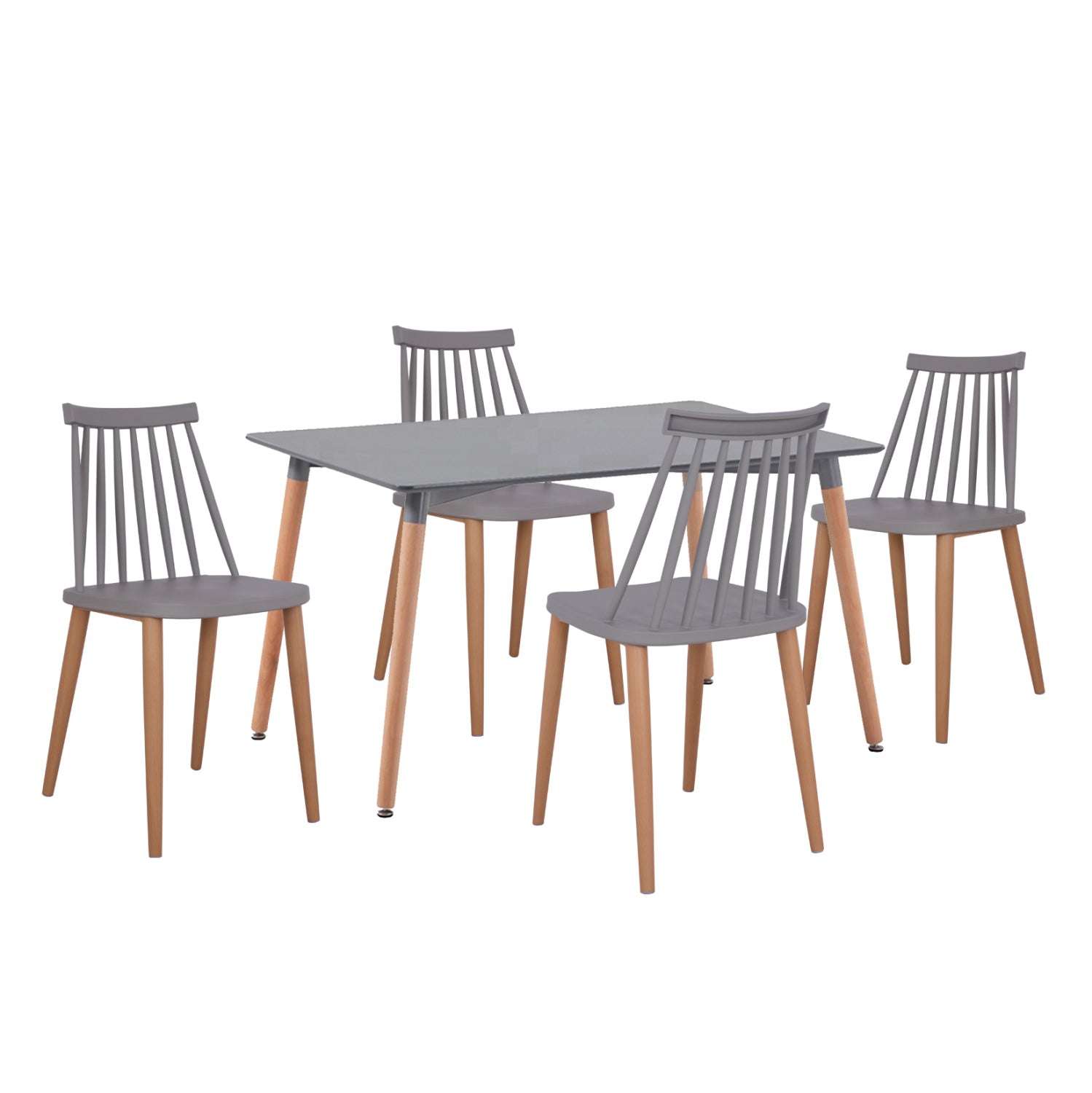 Трапезен комплект 5 части минимална маса със столове vanessa сиво 120x80x73 см
