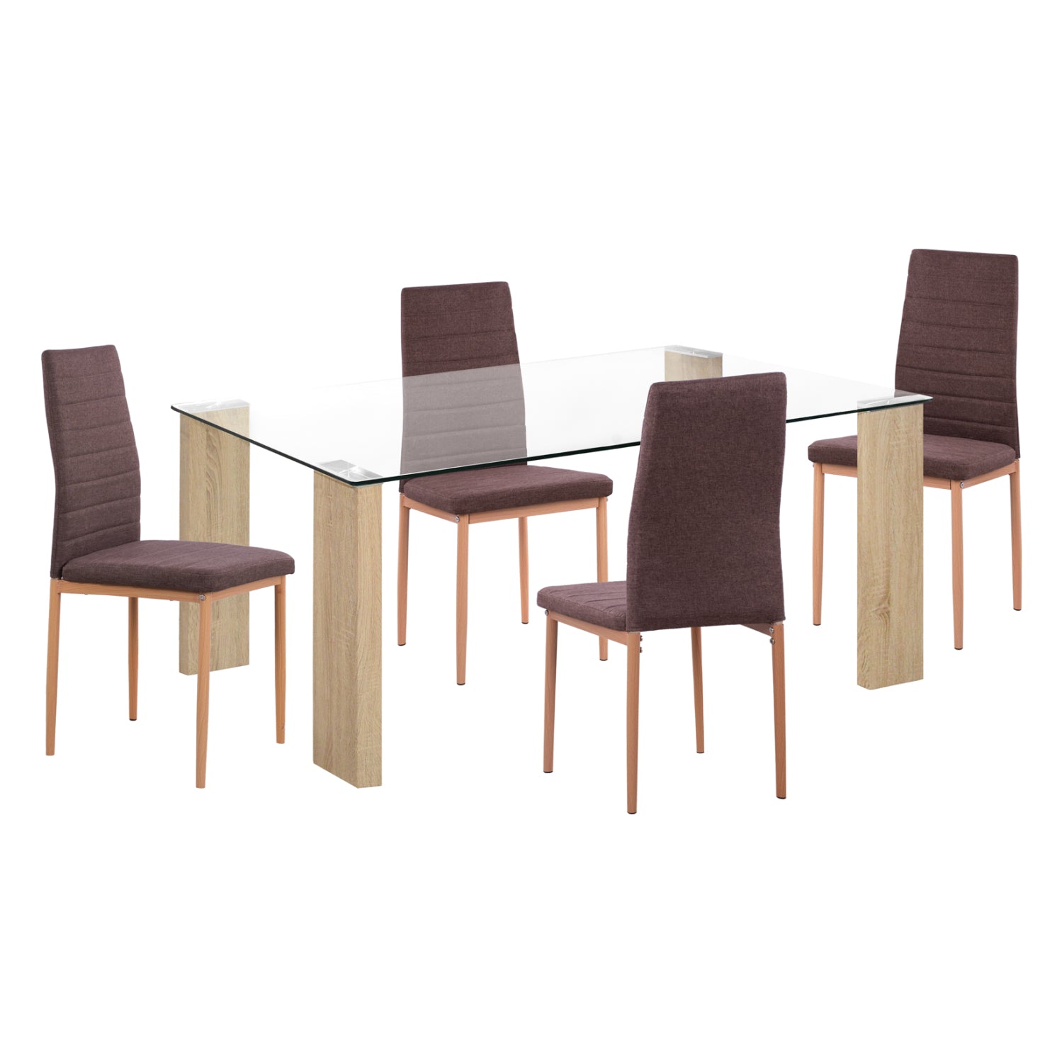 Трапезен комплект лейдицвят кафяв-натурал