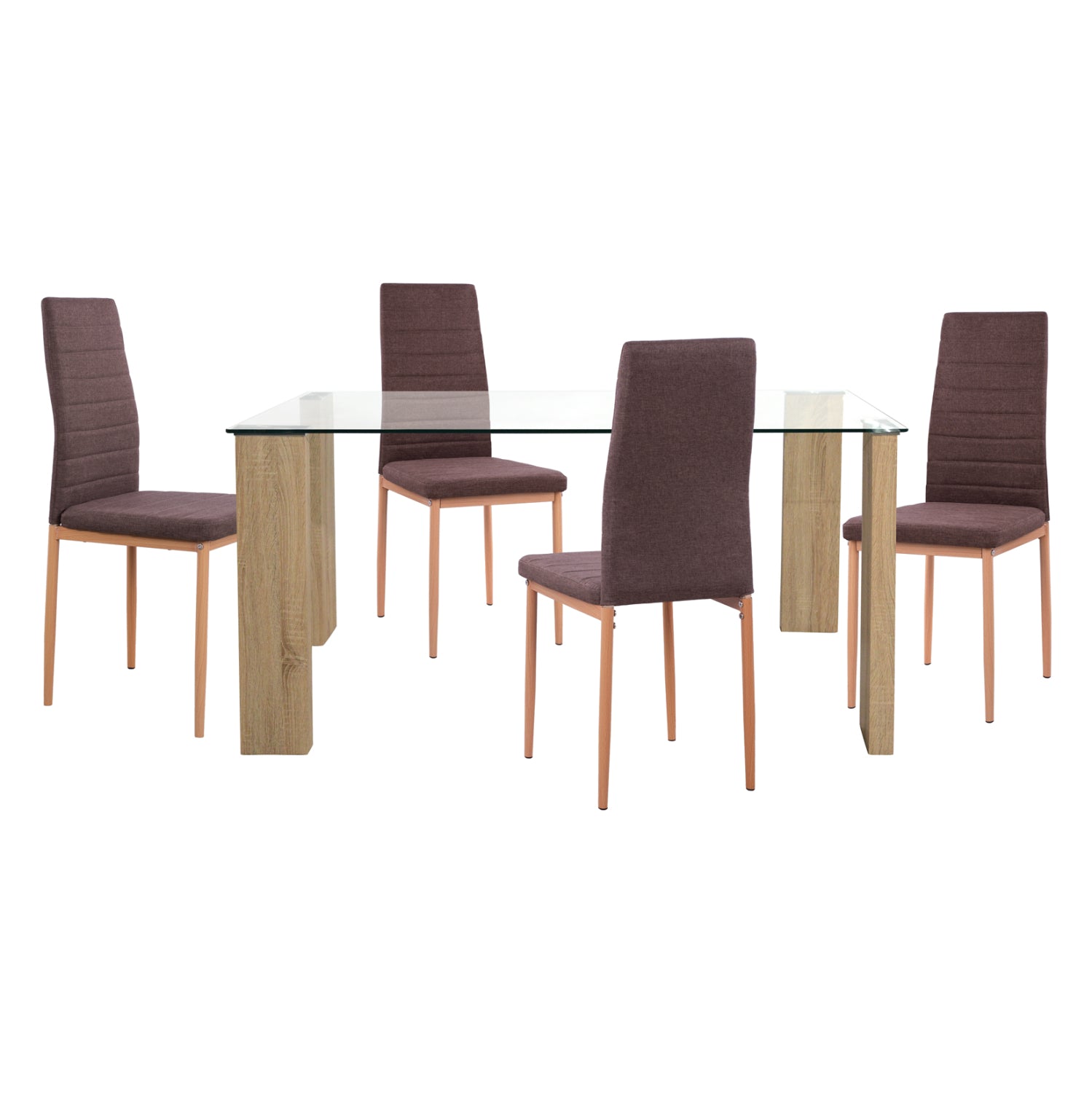 Трапезен комплект лейдицвят кафяв-натурал