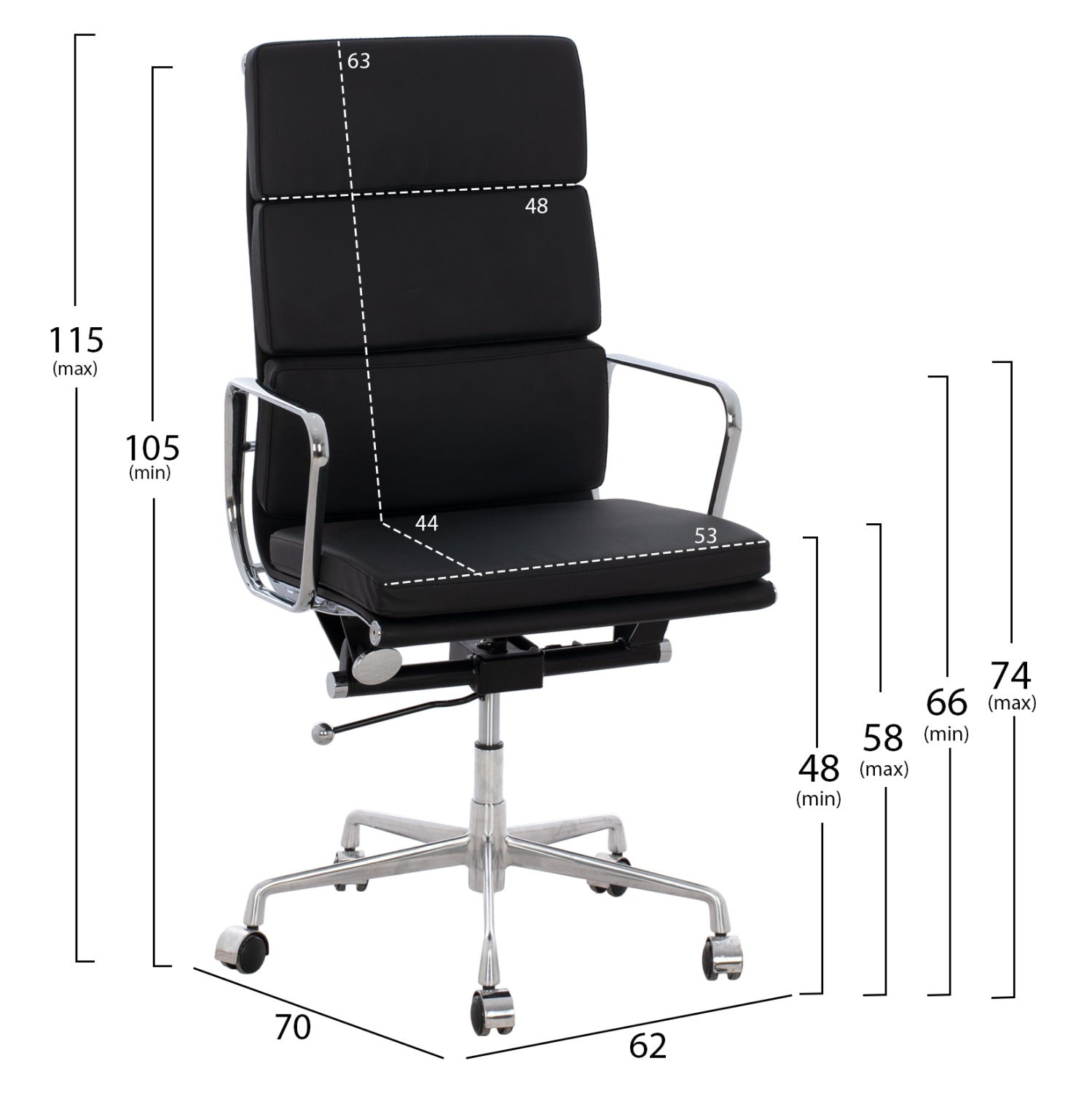 Супериор офис стол с алуминиева конструкция черен 62x70x115см.