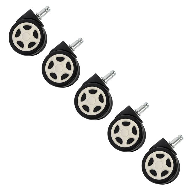 Комплект от 5бр. резервни колела за офис стол черен-бял цвят