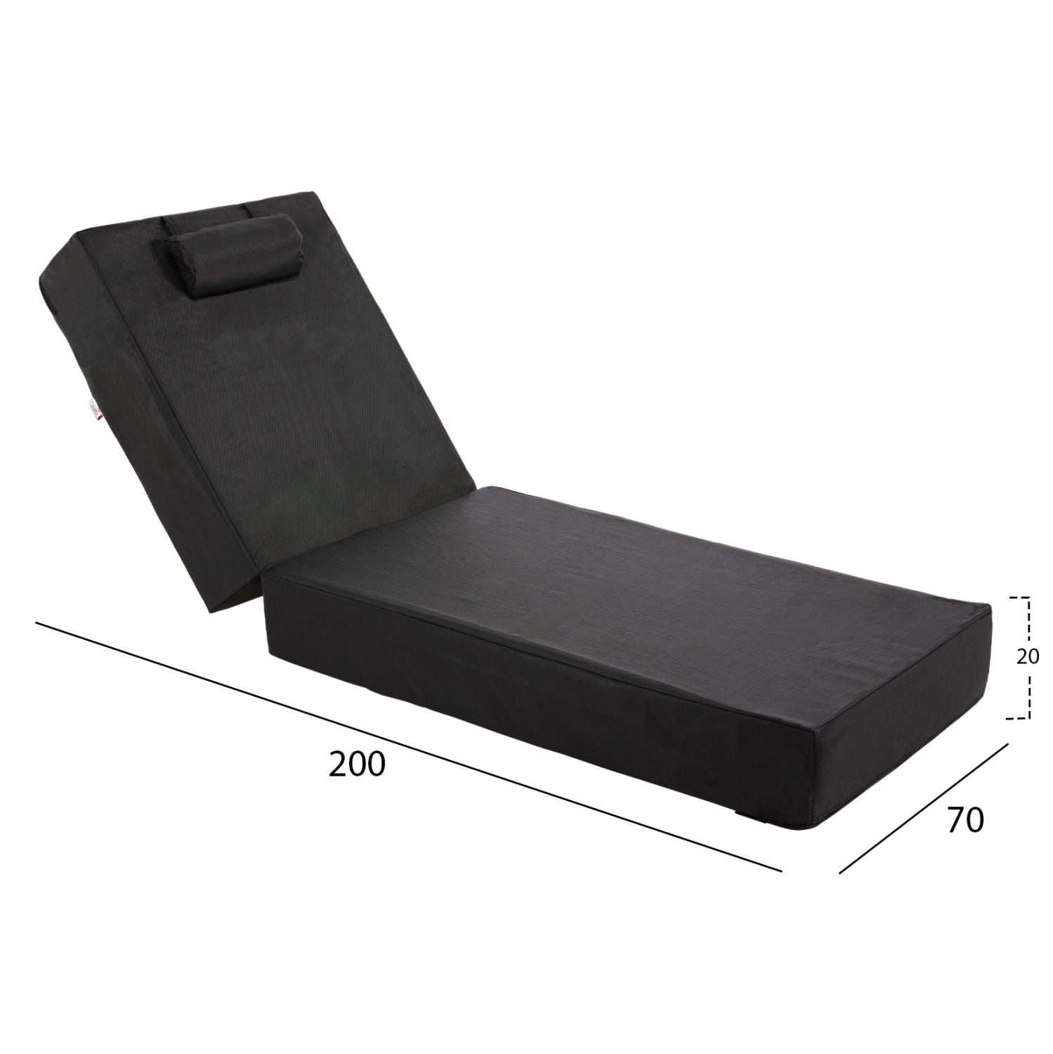 Възглавница за шезлонг Сифнос черен цвят 200(120+80)x70x20см.