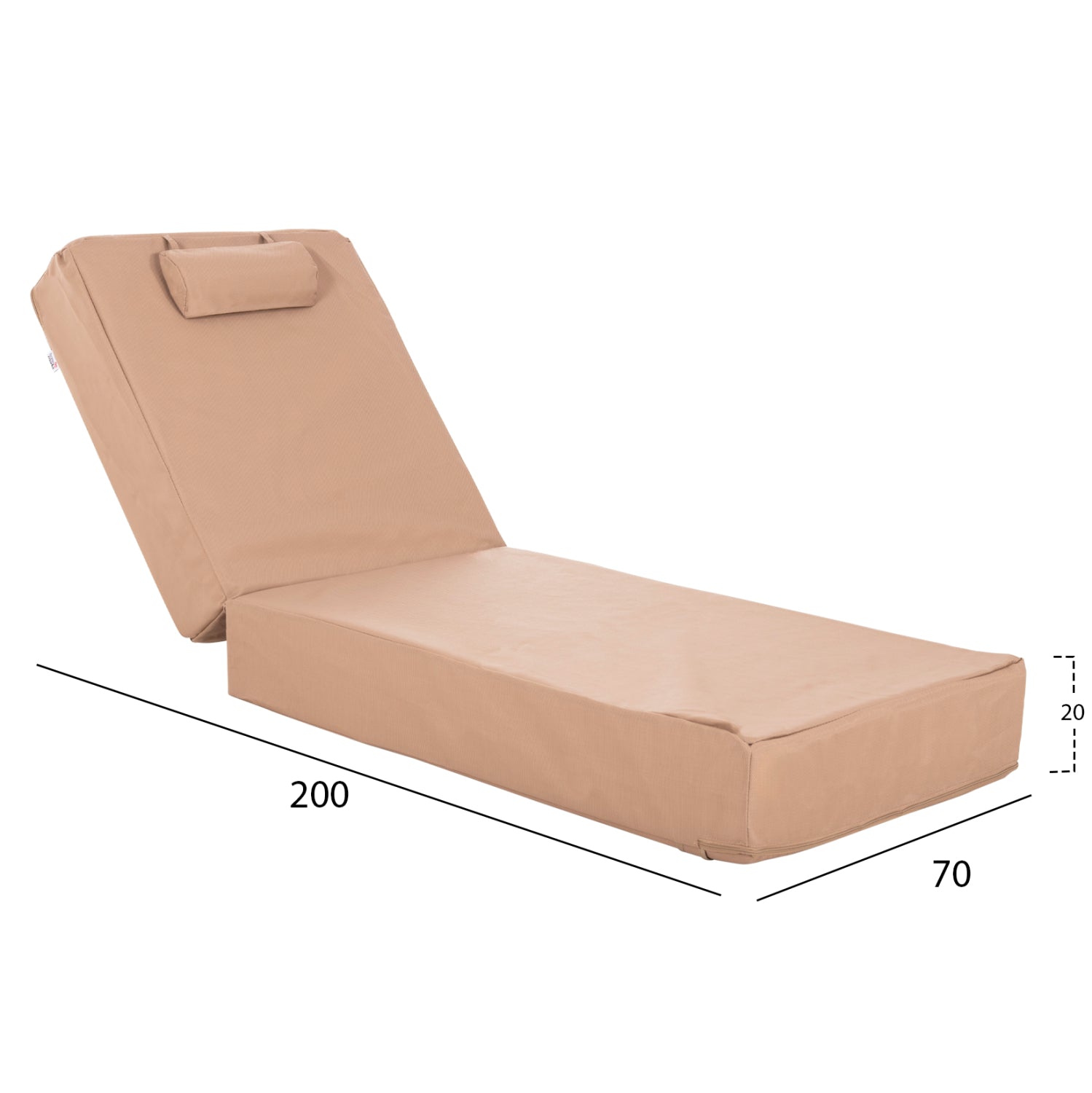 Възглавница за шезлонг Сифнос текстил 200(120+80)х70х20см мока цвят