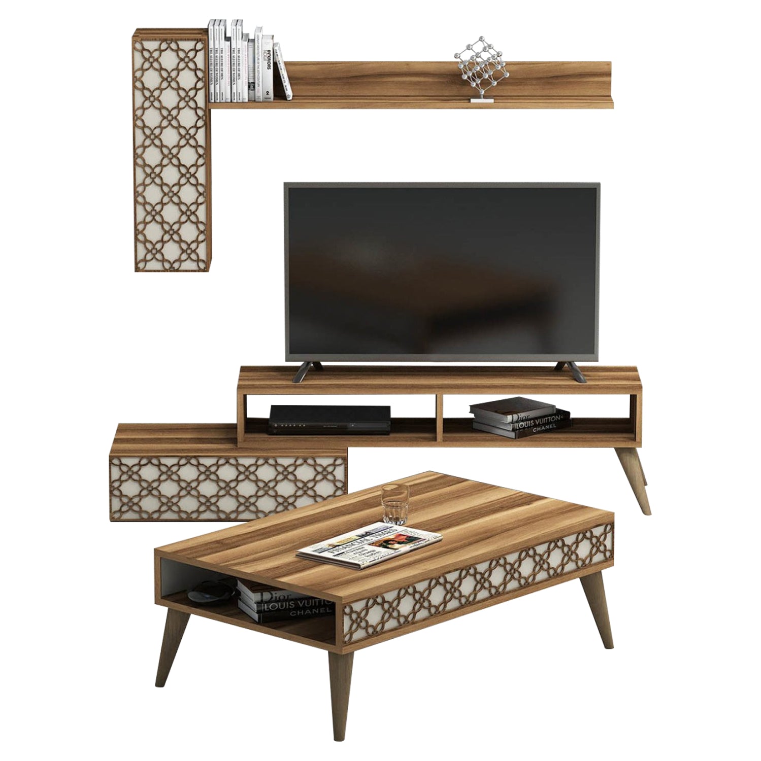 Меламинов комплект за хол 2 части орех-крем 11850