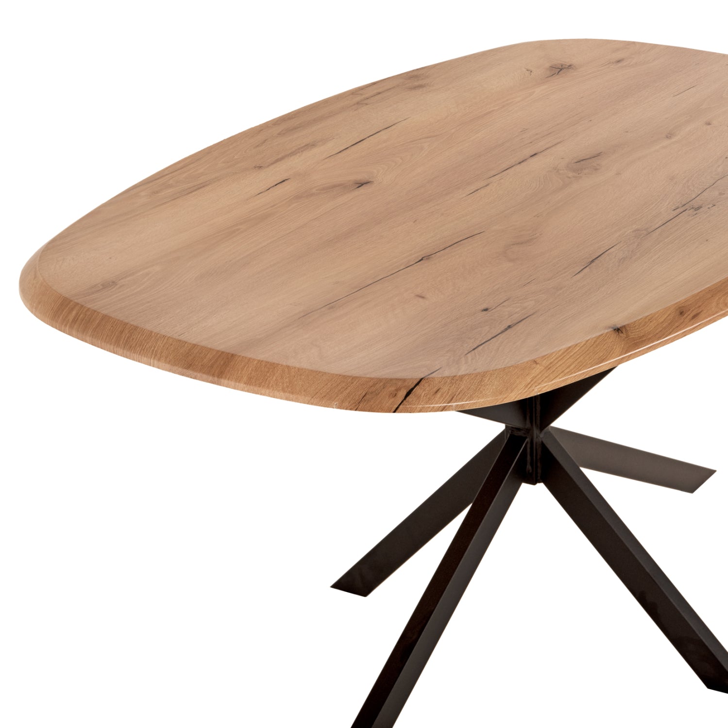 Овална маса Rodden с естествен верзалит-черен кръст основа 146x94x75cm